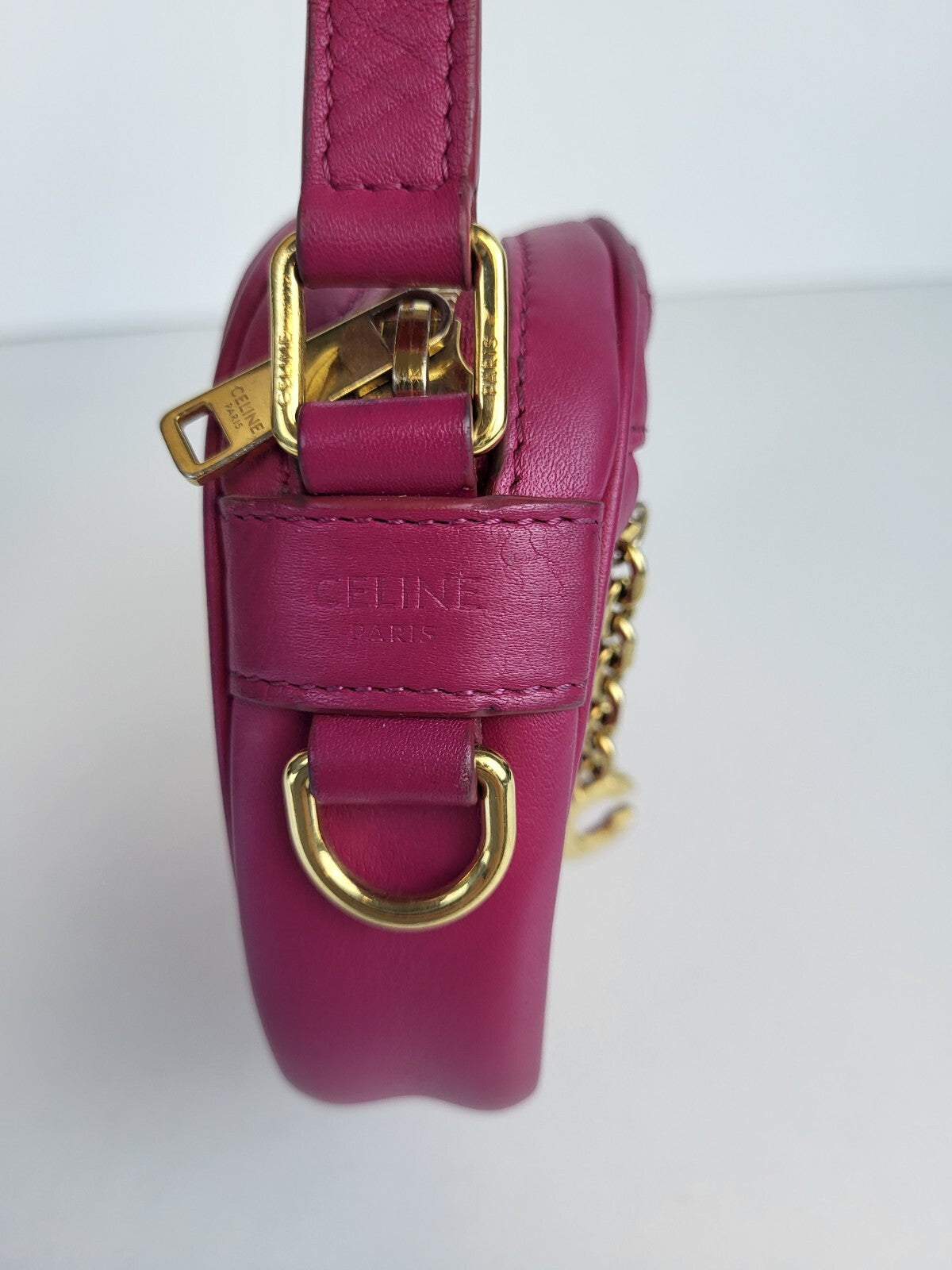 Celine Bag Pink Quilted Calfskin Leather C Charm Small Camera Bag