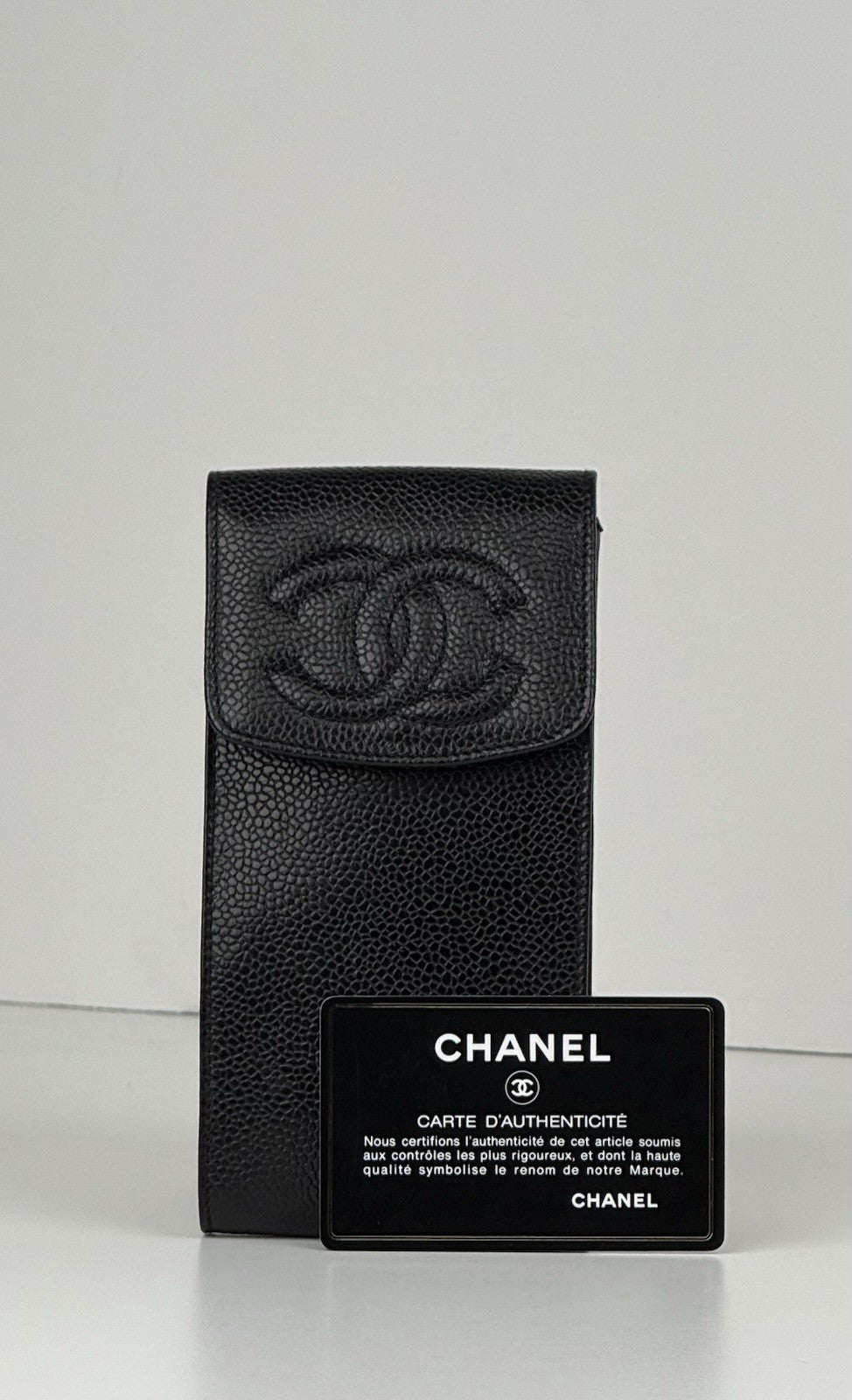 CHANEL Black Caviar Leather Accessories Glasses Case 