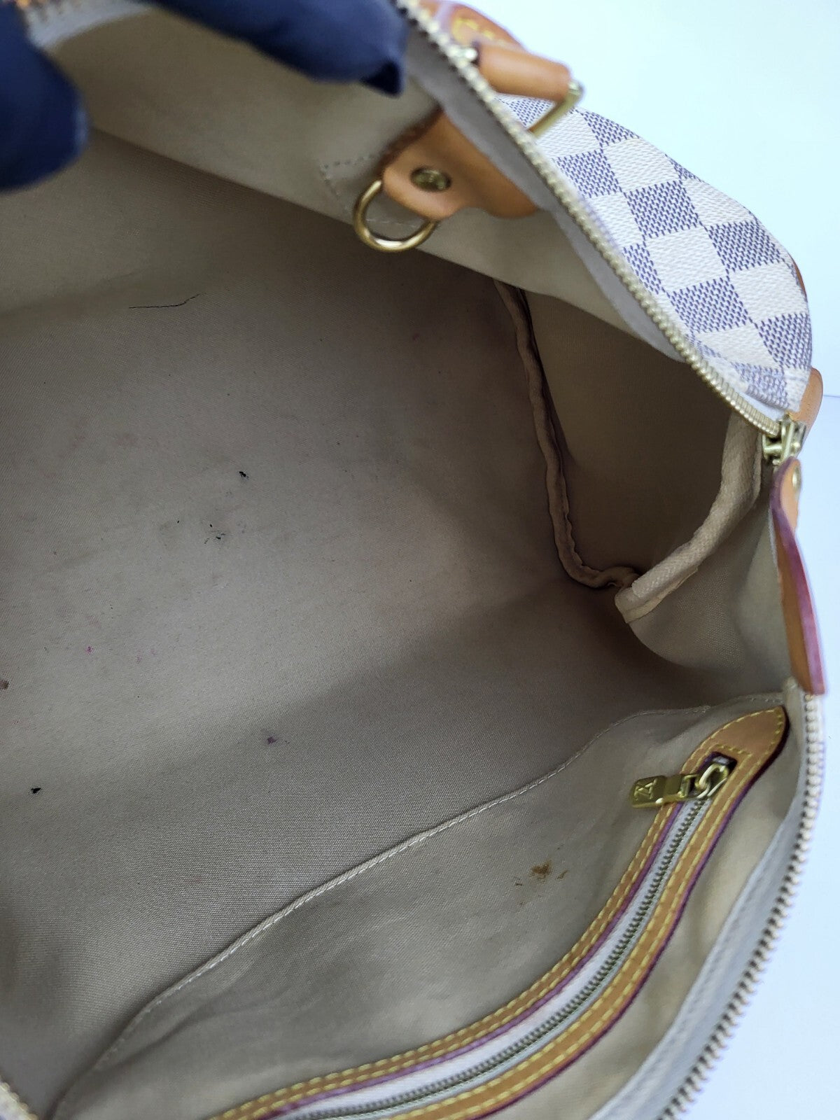 Louis Vuitton Speedy Bandouliere Damier Azur Duffle 35 Canvas Bag
