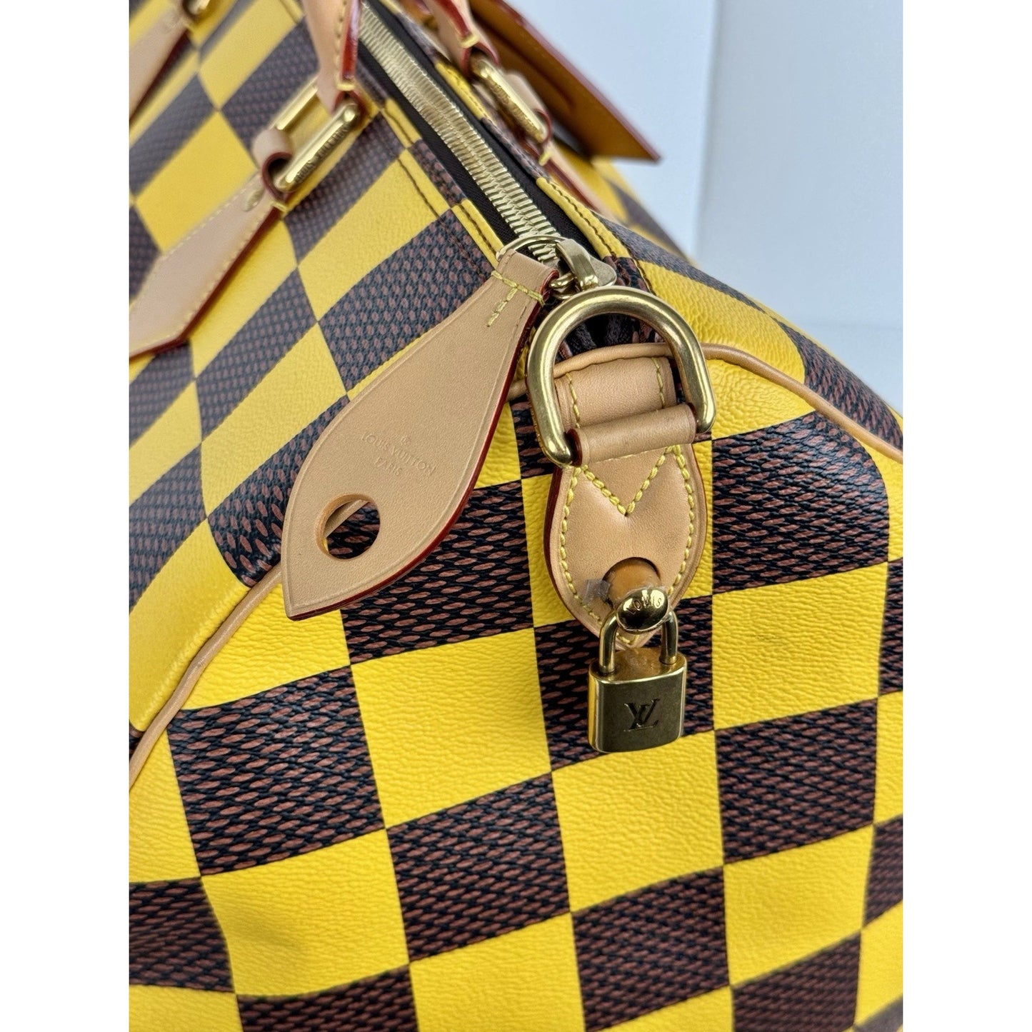 Louis Vuitton Speedy 55 Bandouliere Damier Pop Yellow and Brown Canvas