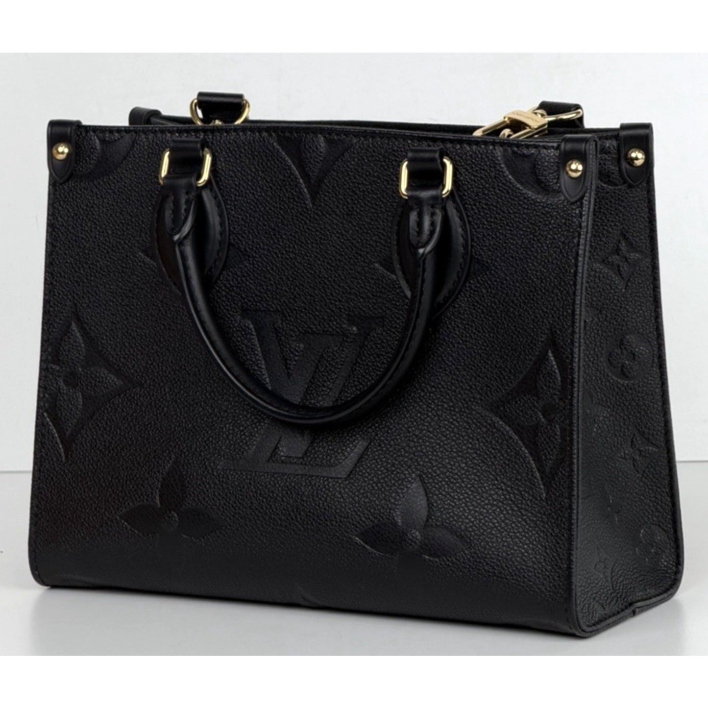 Louis Vuitton OnTheGo PM Bag in Black Embossed Monogram Empreinte Leather NFC E1