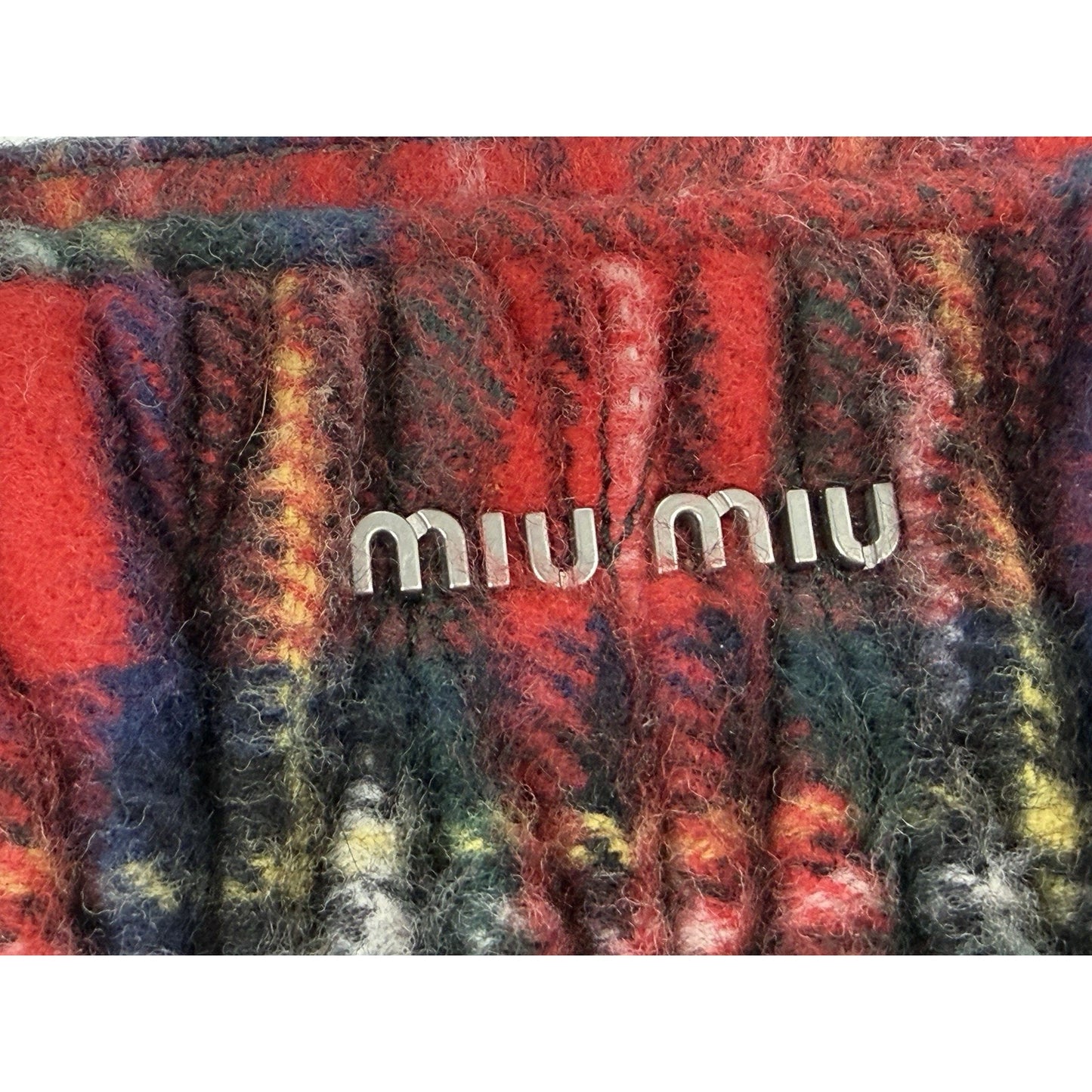 Miu Miu Tartan Matelassé Double Zip Chain Bag Red