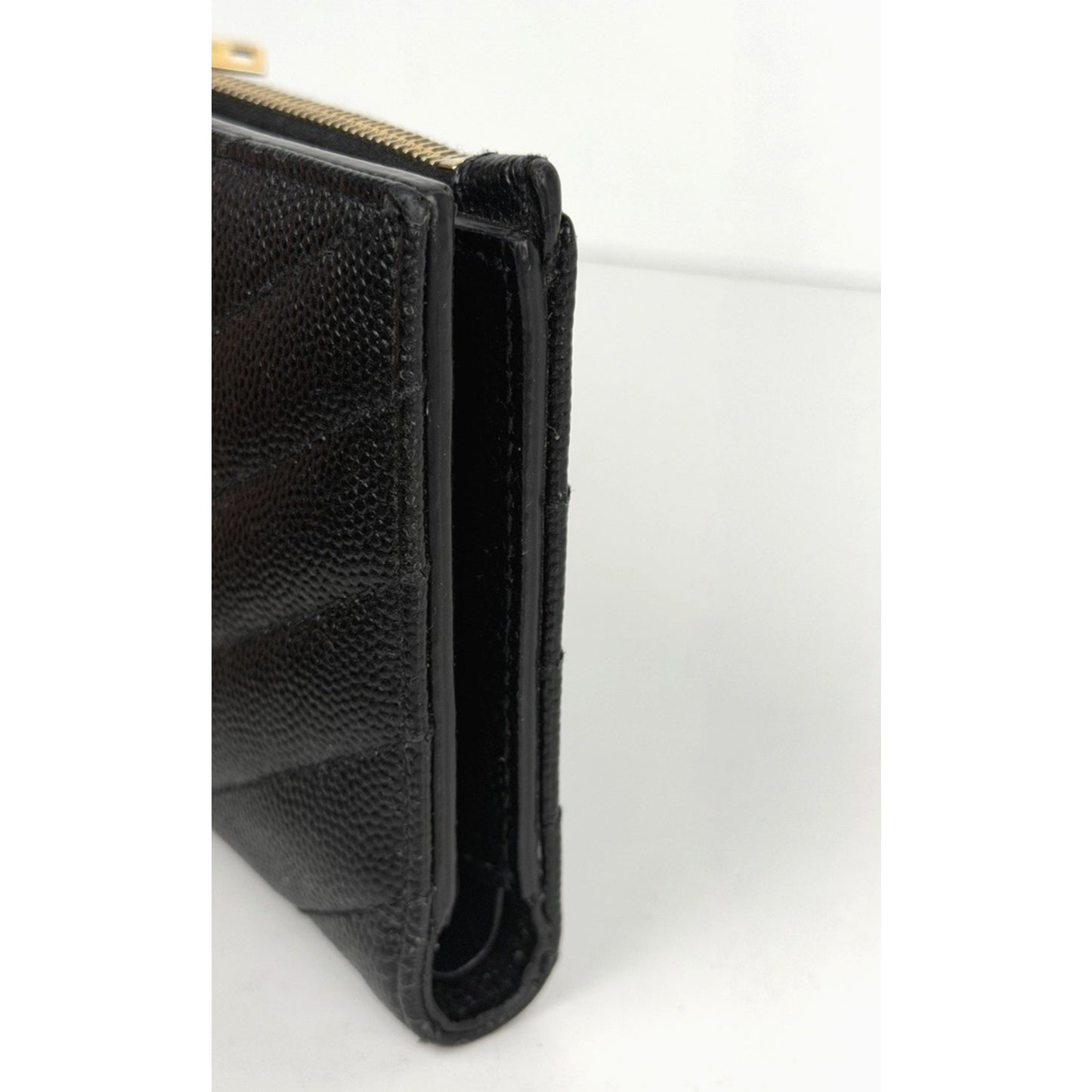 Saint Laurent Matelasse Bifold Wallet Black Quilted Grain De Poudre Leather K1