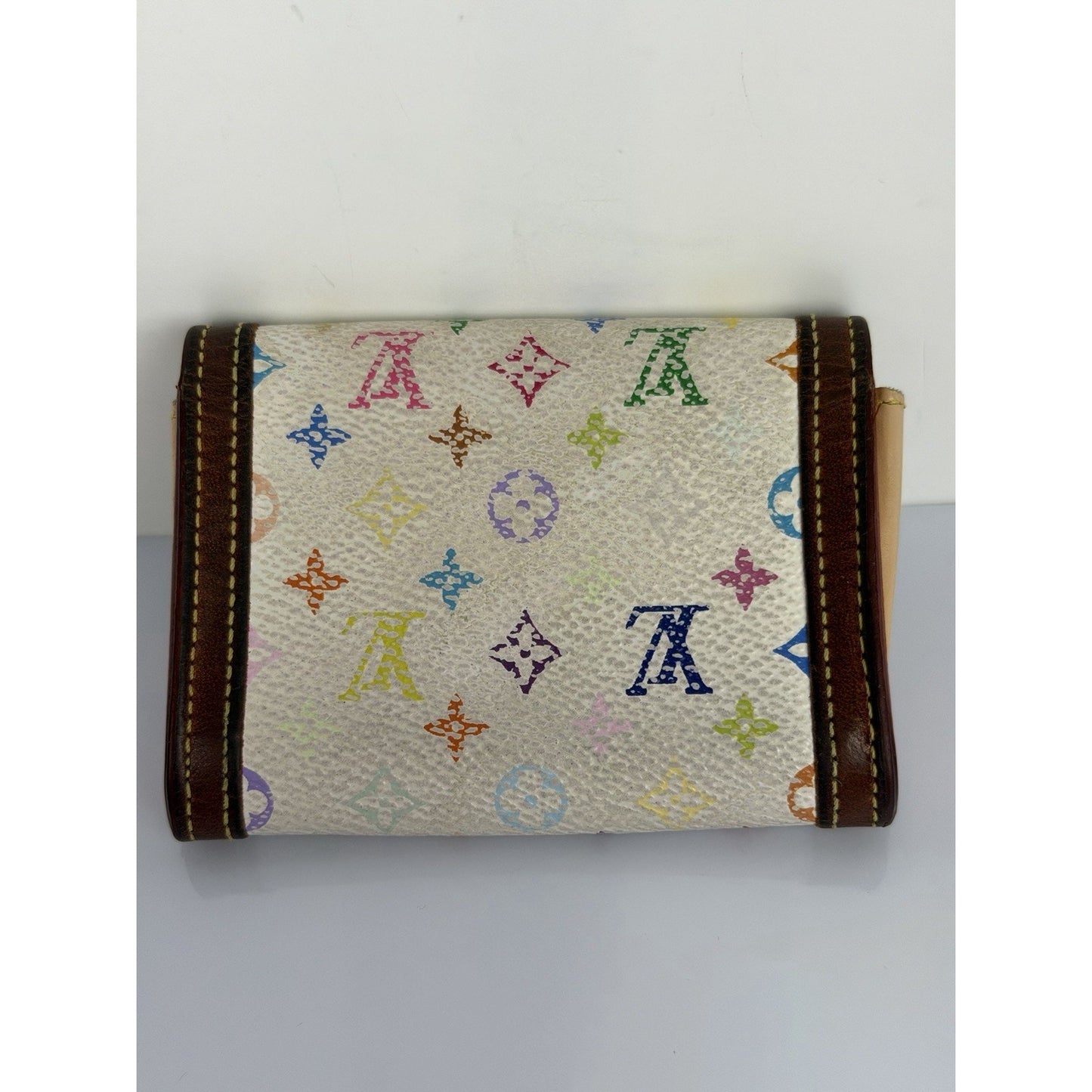 Louis Vuitton White Multicolor Porte-Monnaie Plat Coin Purse