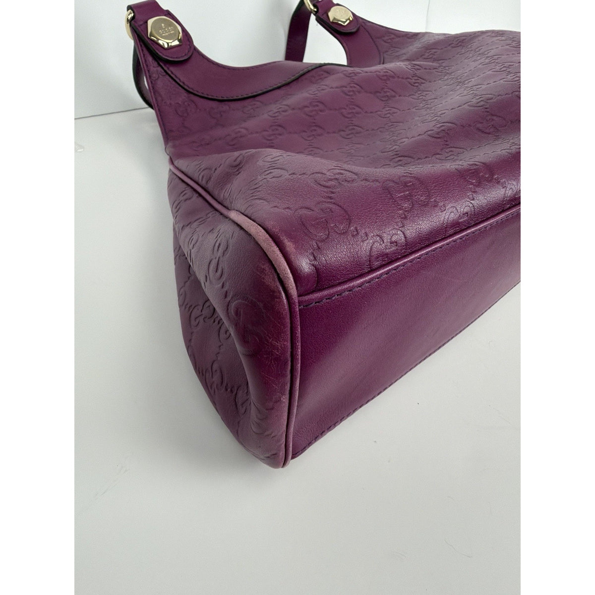 Gucci Charmy Hobo Shoulder Bag in Purple Guccissima Leather Silver Hardware S-05
