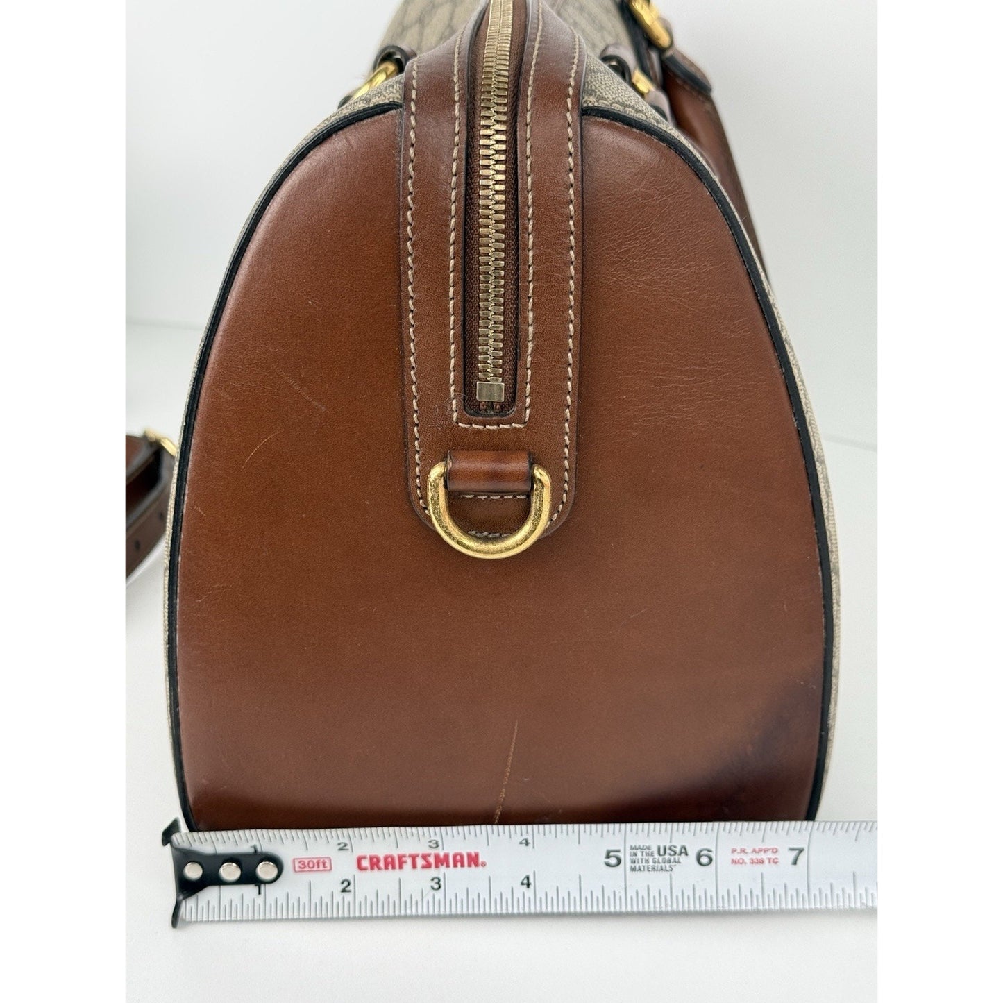 Gucci GG Supreme Brown Canvas Monogram Boston Bag