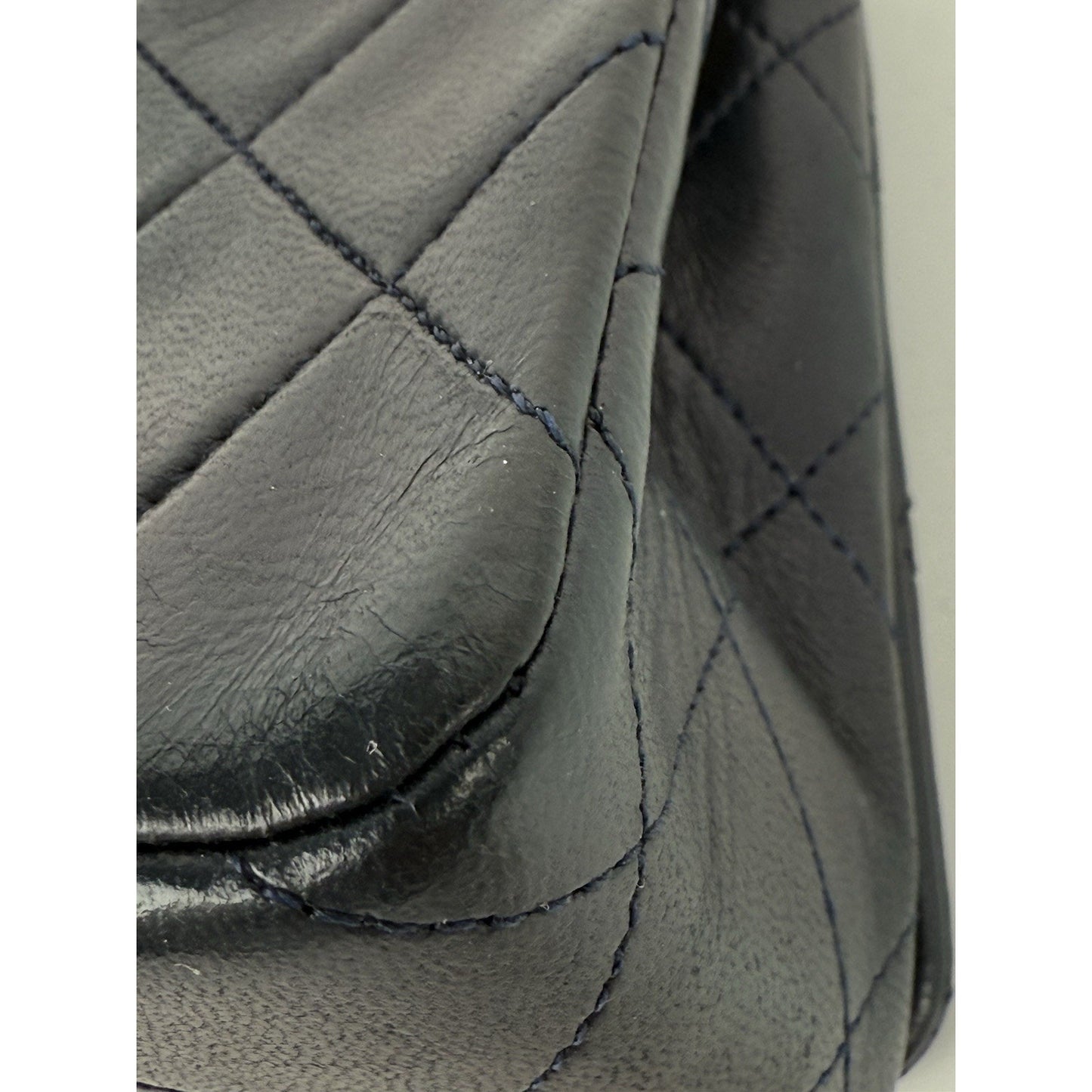 Chanel Vintage Midnight Blue Single Flap Shoulder Bag