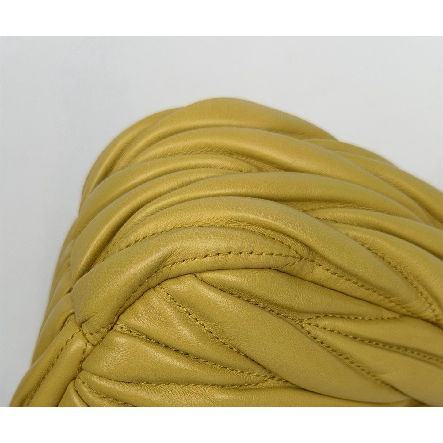 Miu Miu Wander Matelasse Nappa Leather Hobo Bag Small in Yellow