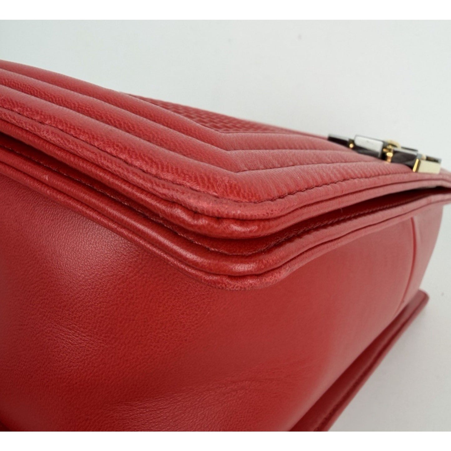 Chanel Cube Boy Flap Bag Medium in Red Embossed Lambskin Leather 2013-2014 B6