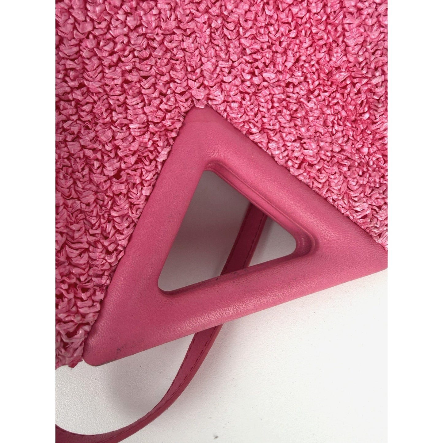 Bottega Veneta Boucle The Point Top Handle Bag Small in Pink Curly Raffia S19