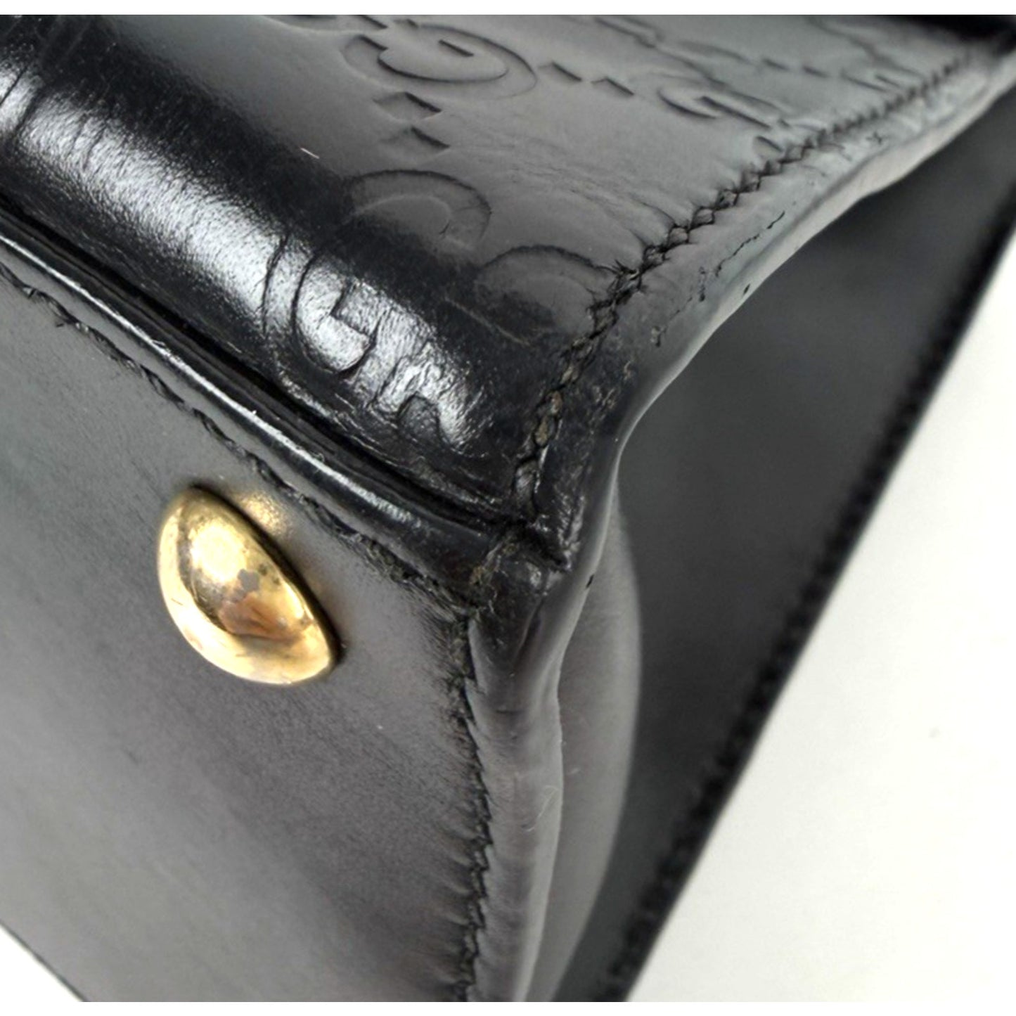 Gucci Padlock Small Bag in Black Embossed GG Leather Top Handle S
