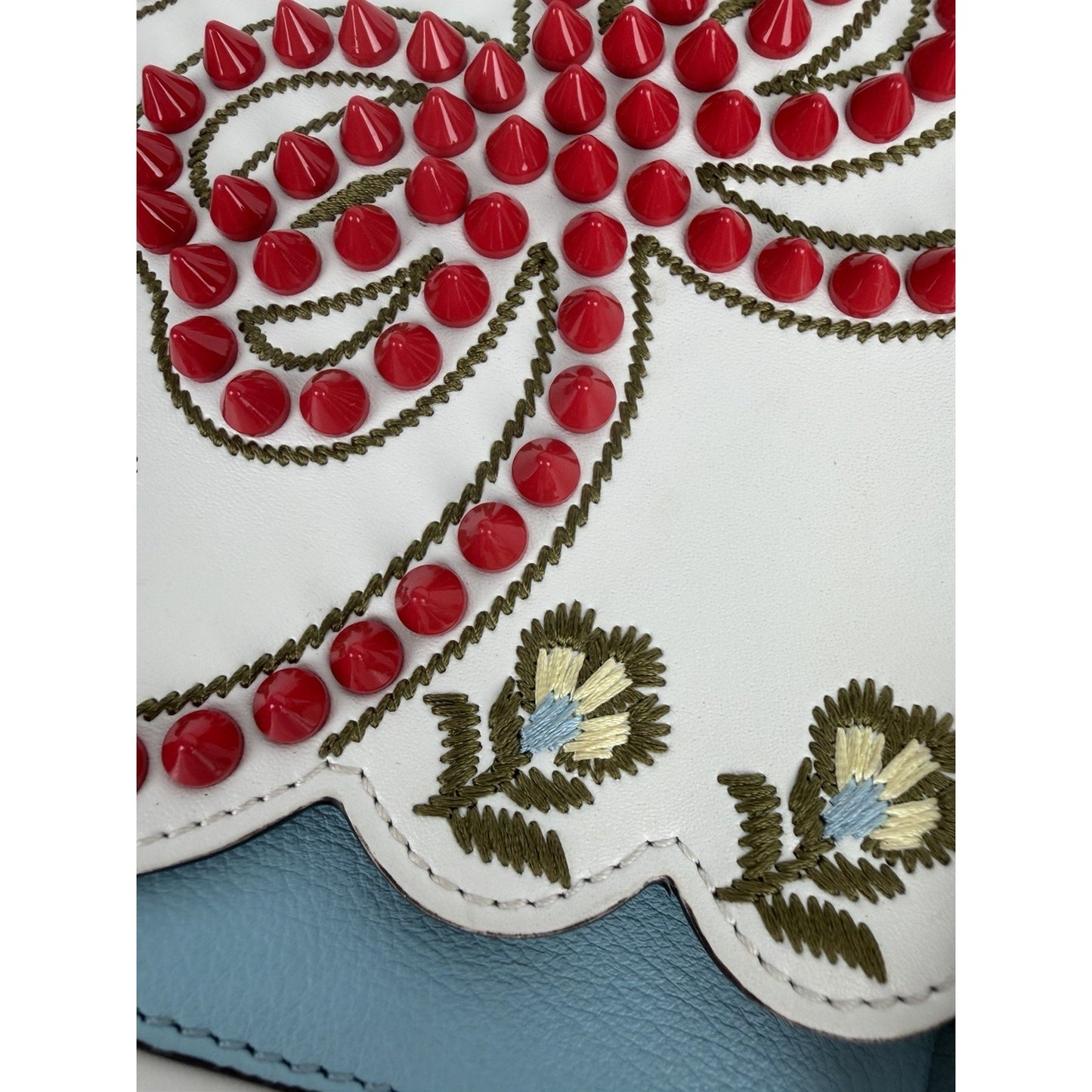 Fendi Vitello Liberty Scalloped Studded Flowers and Bows Kan I Shoulder Bag S-13