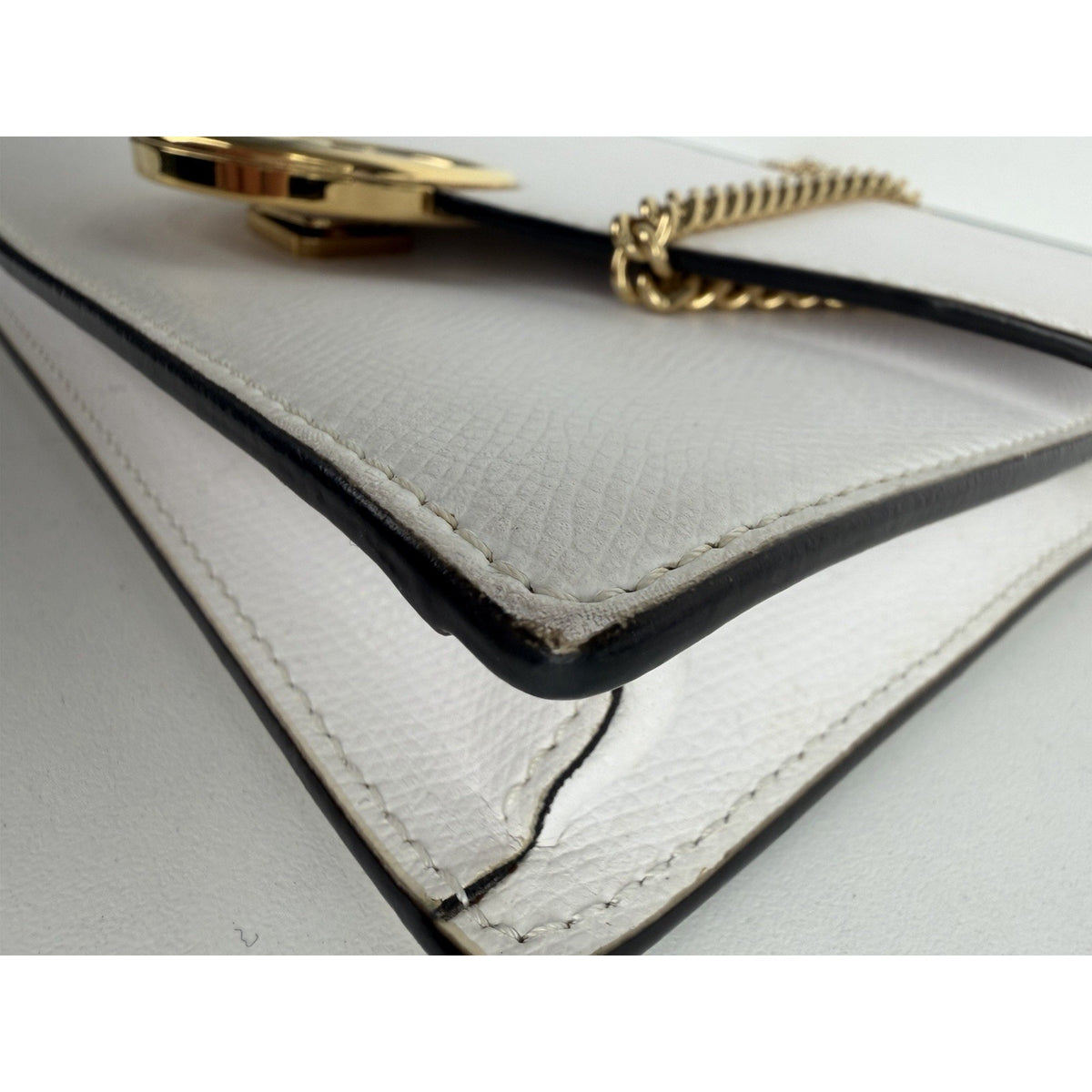 Fendi F is Fendi Envelope Wallet on Chain Crossbody Bag in White Leather S-08