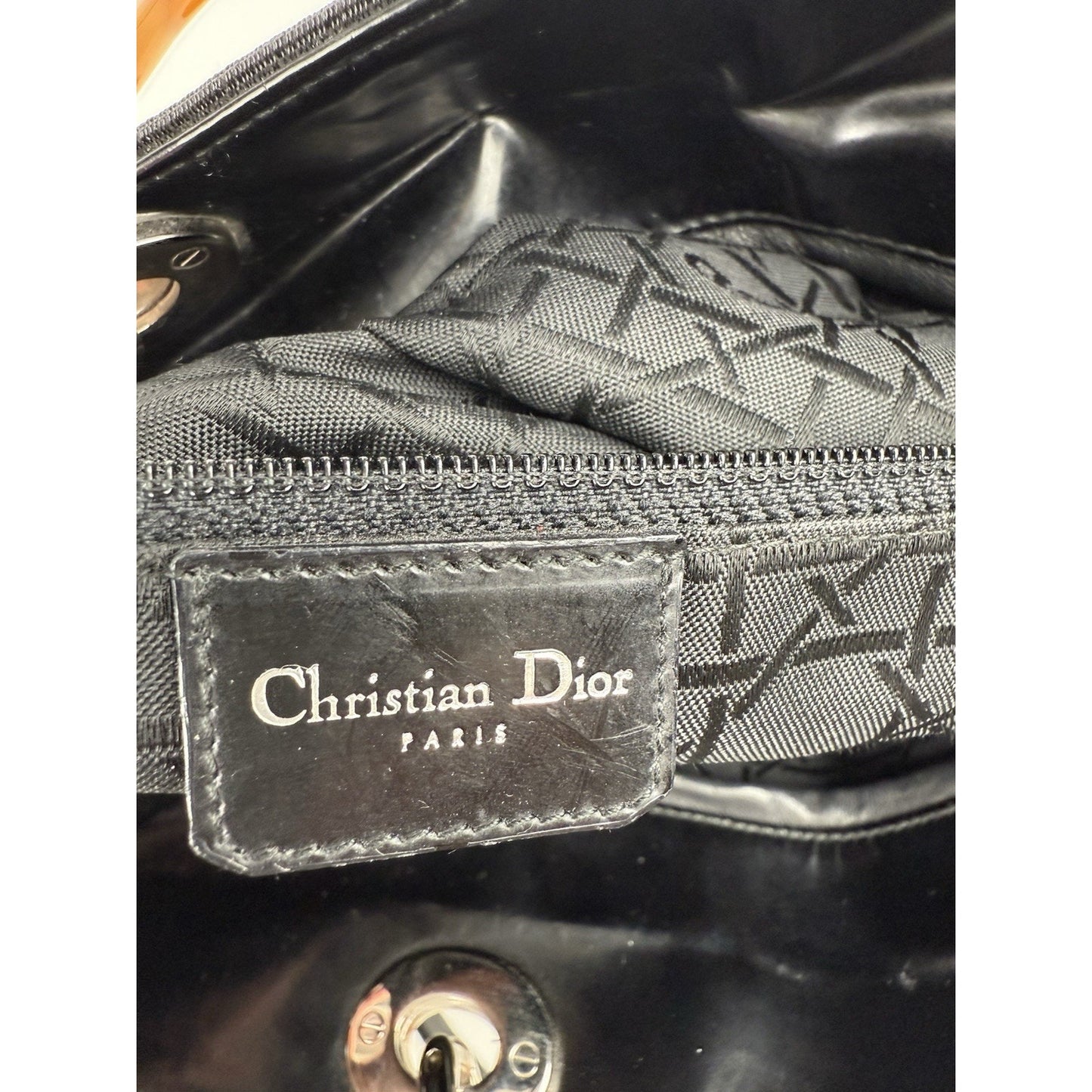 Christian Dior Large Lady Dior Tote in Canvas with Amber Handles