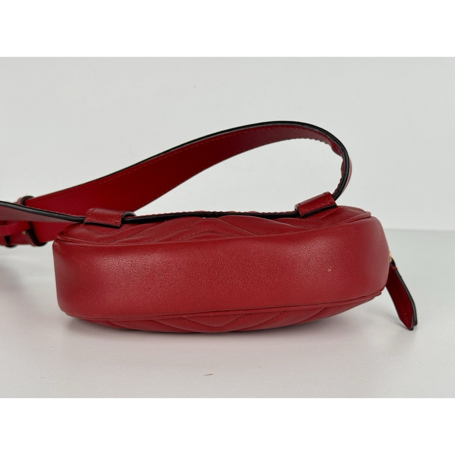 Gucci GG Marmont Red Matelasse Leather Belt Bag (85/34 476434-493075) B-2