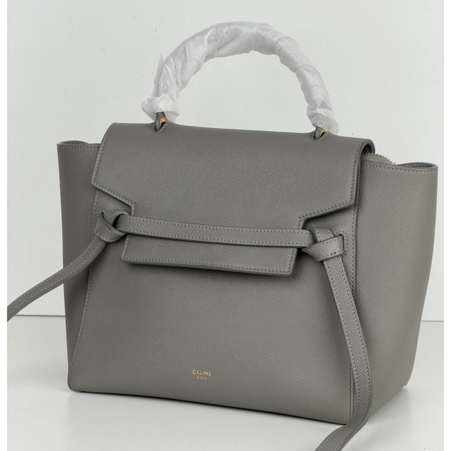 Celine Belt Micro Bag in Grey Grained Calfskin Leather by Phoebe Philo S-07