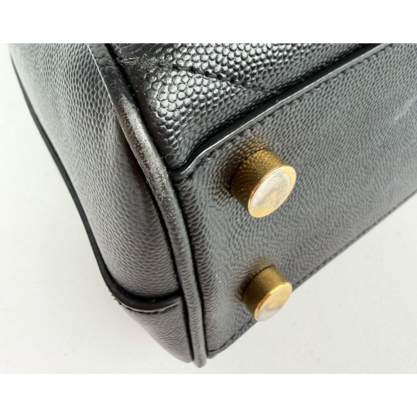 Saint Laurent Monogram Large Shopping Bag in Black Grain de Poudre Leather D9