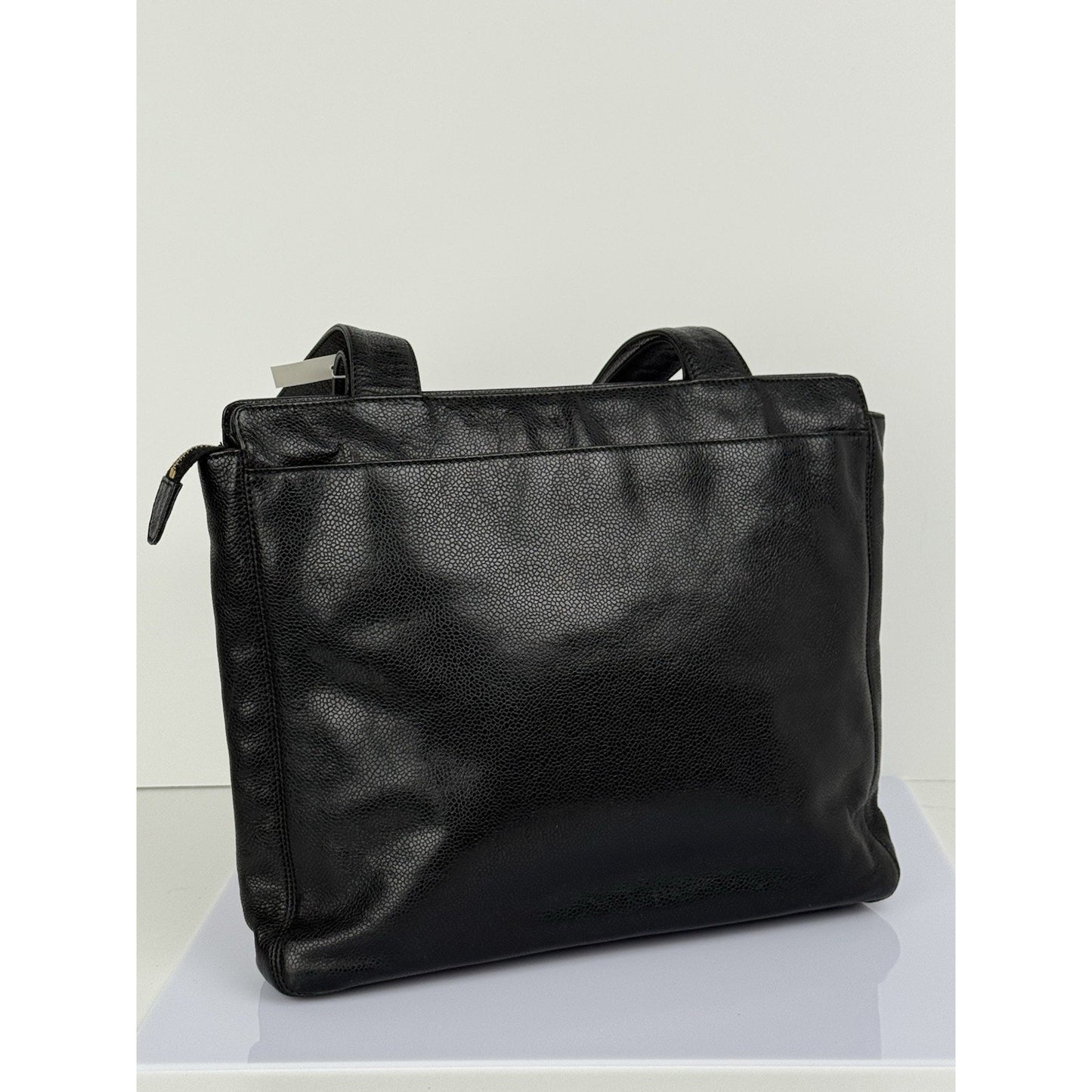 CHANEL Tote Bag Grained Calfskin Black Gold Hardware