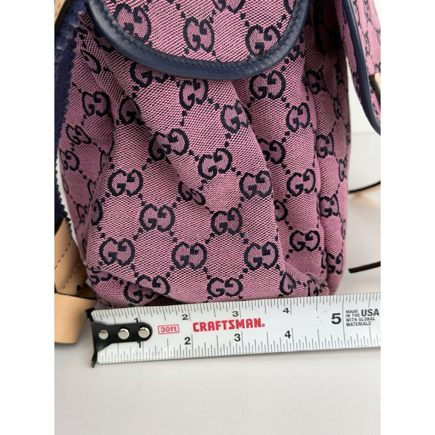 Gucci GG Multicolor Diaper Bag in Pink and Blue Monogram Canvas S