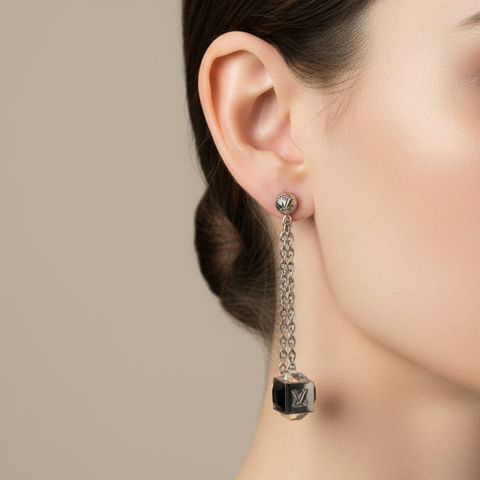 Louis Vuitton Crystal Gamble Drop Earrings