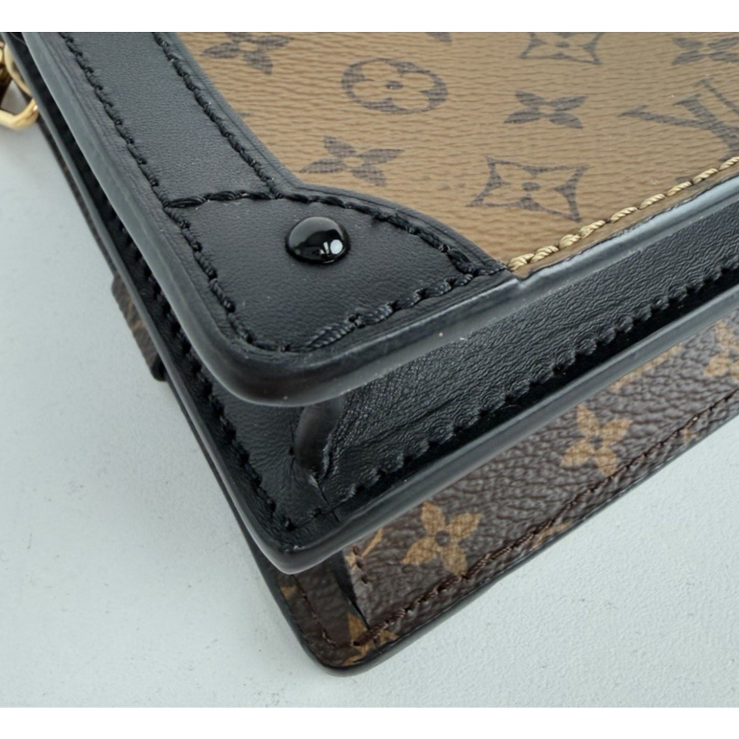 Louis Vuitton Trunk Clutch Bag in Reverse Monogram Coated Canvas NFC D2
