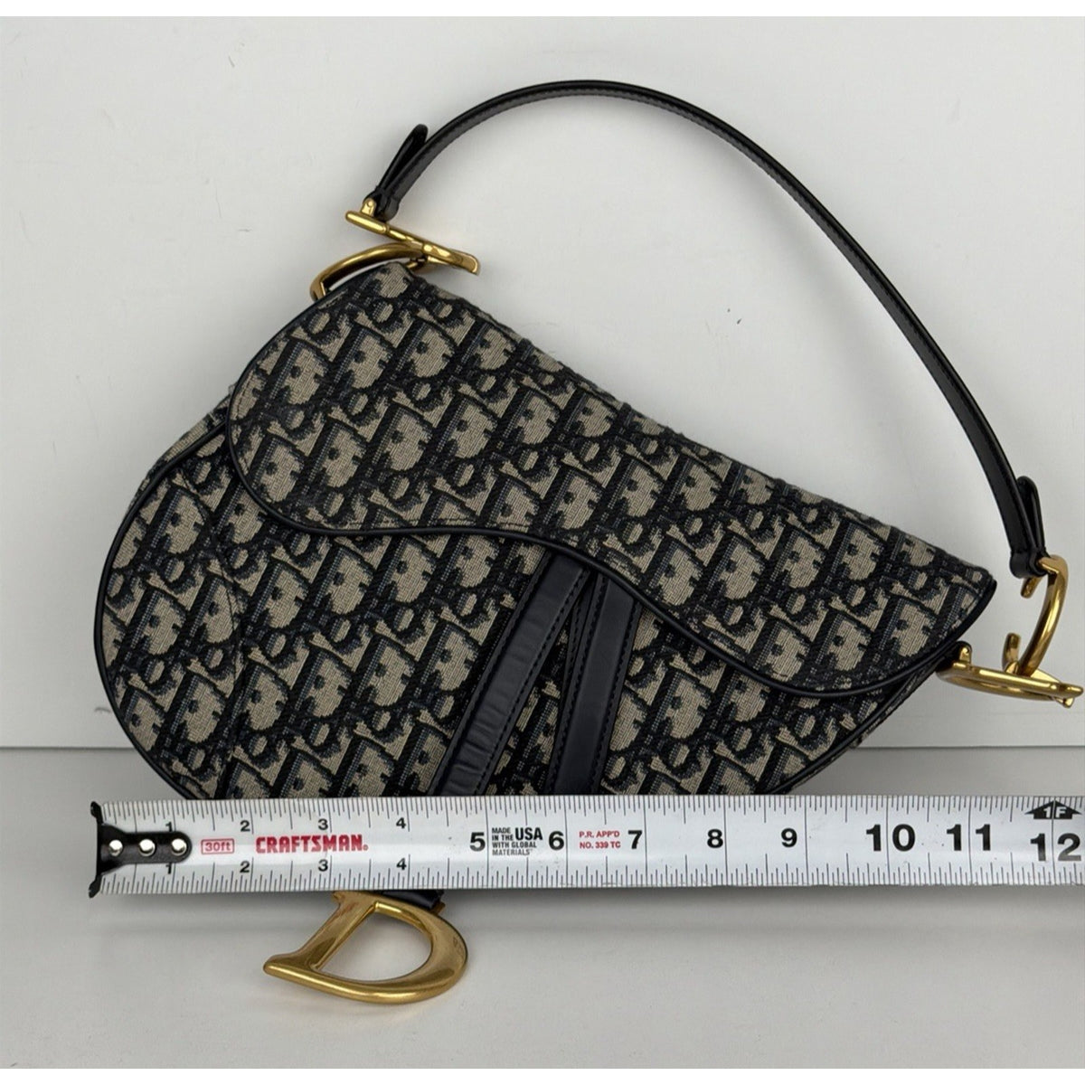Christian Dior Blue Oblique Jacquard Saddle Medium Bag C-4