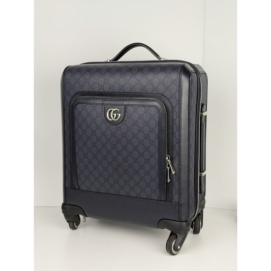 Gucci Ophidia GG Small Cabin Trolley in Blue/Black GG Supreme Coated Canvas