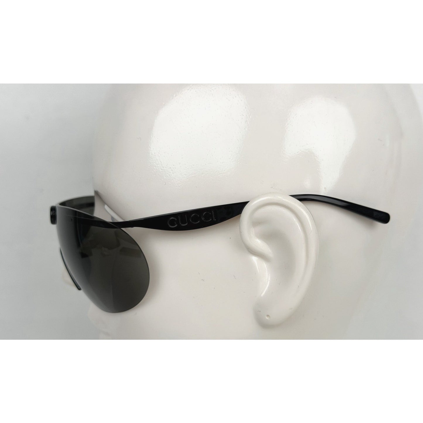 Gucci GG1656S 001 Sunglasses in Black Metal Frame and Grey Tinted Lenses