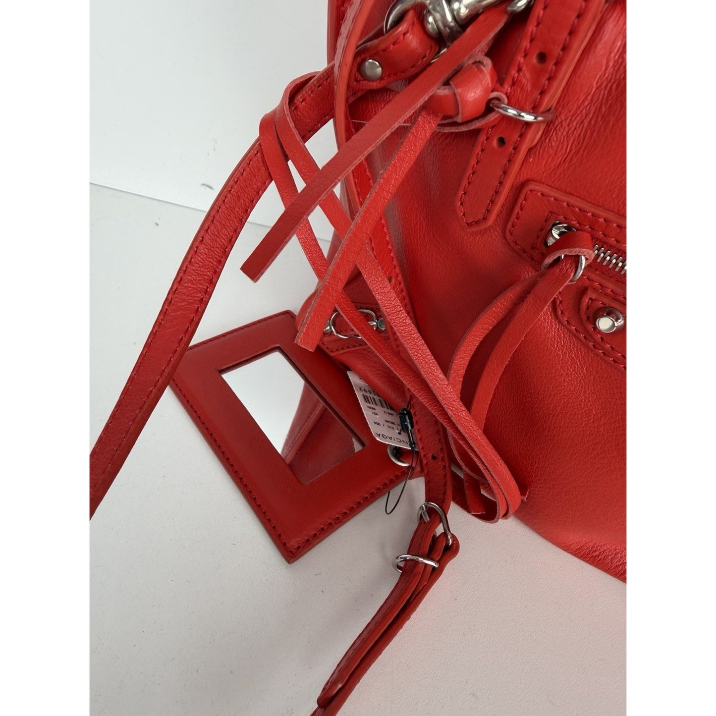 Balenciaga Papier A4 Zip-Around Tote Bag Mini in Red Calfskin Leather S-01