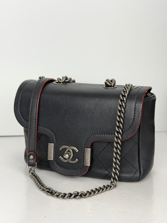 Chanel Small Archi Chic Flap Bag Black Quilted Grained Calfskin 2017-2018 YC8