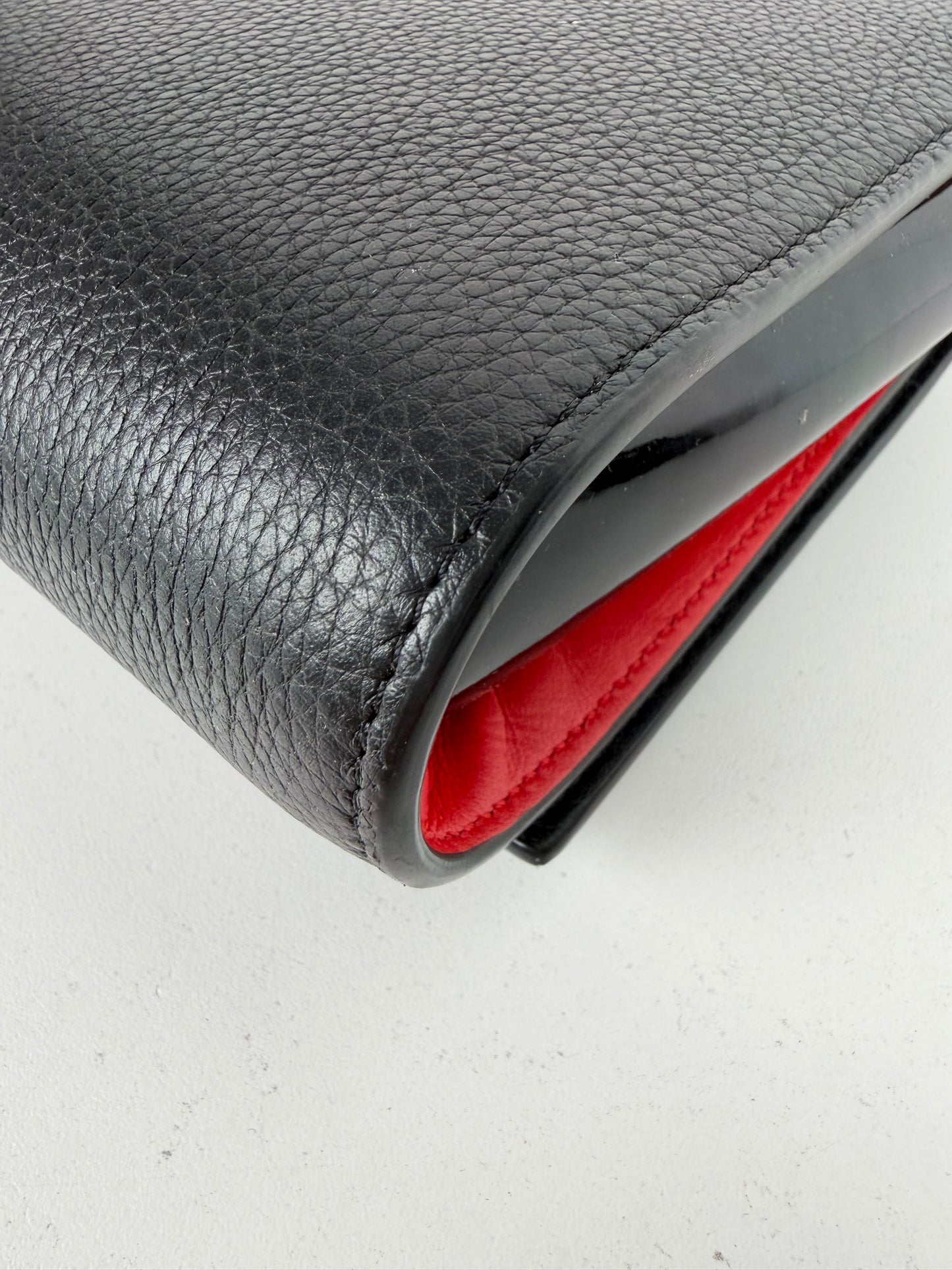 Christian Louboutin Paloma Clutch Bag in Black Leather with Spike Accents YS