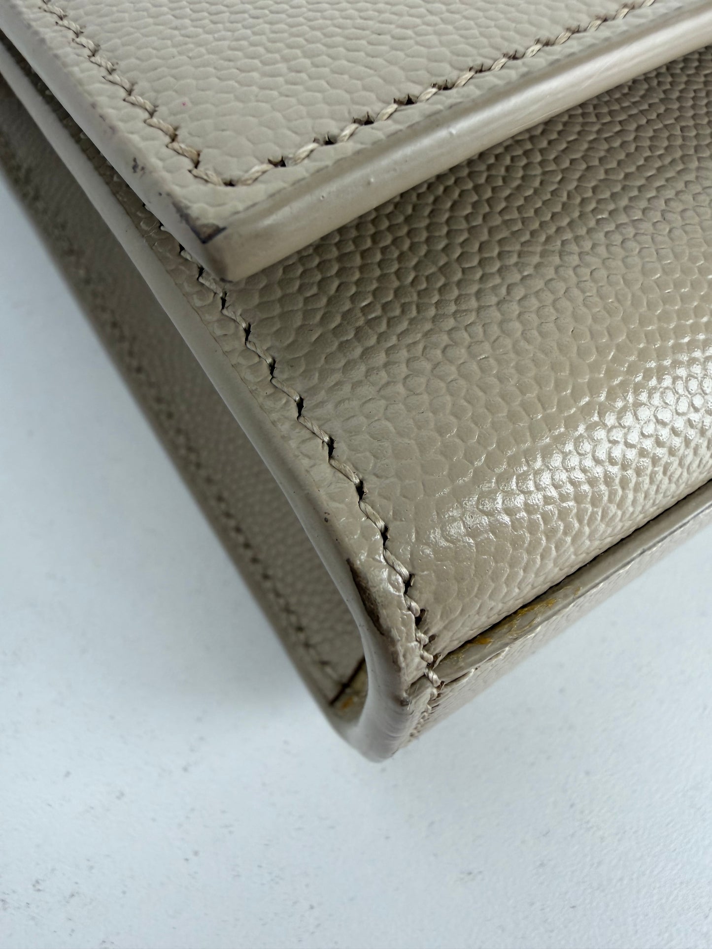 Saint Laurent Kate Chain Bag Small in Beige Grain de Poudre Embossed Leather YS