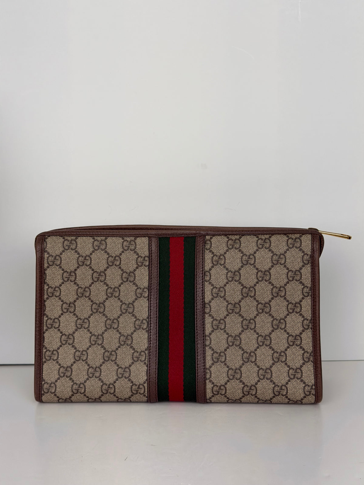 Gucci Ophidia Pouch Bag in Brown GG Supreme Coated Canvas YU-3