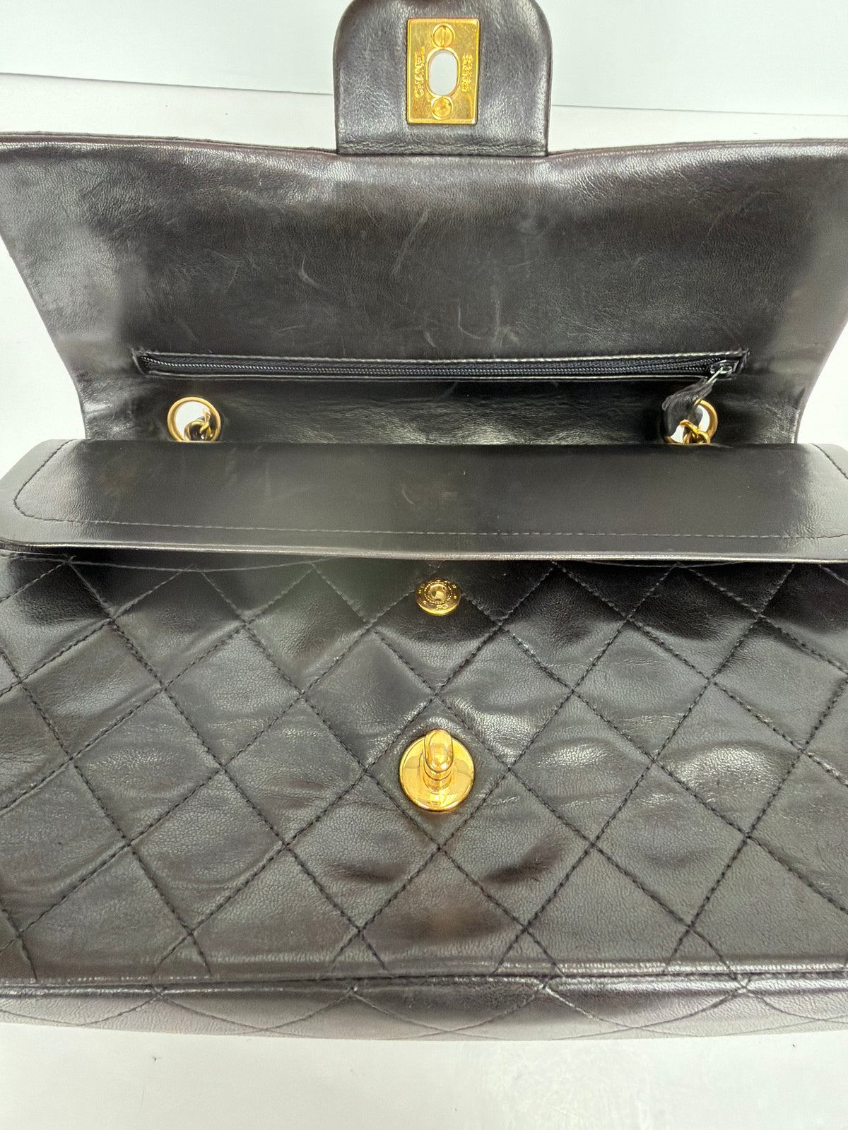 Chanel Classic Double Flap Bag Medium Vintage in Dark Brown Leather 1994-1996 YE-5