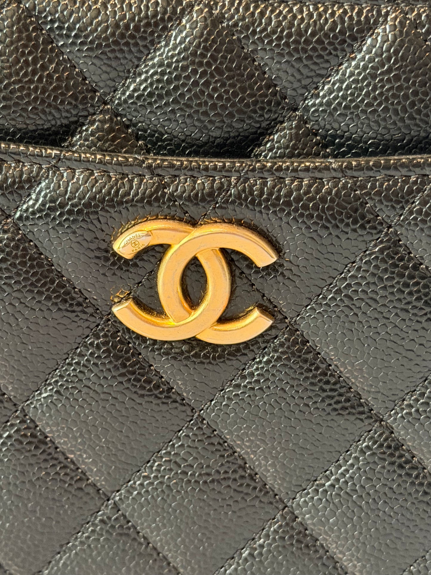 Chanel Pick Me Up Logo Handle Vanity Case Quilted Caviar Small