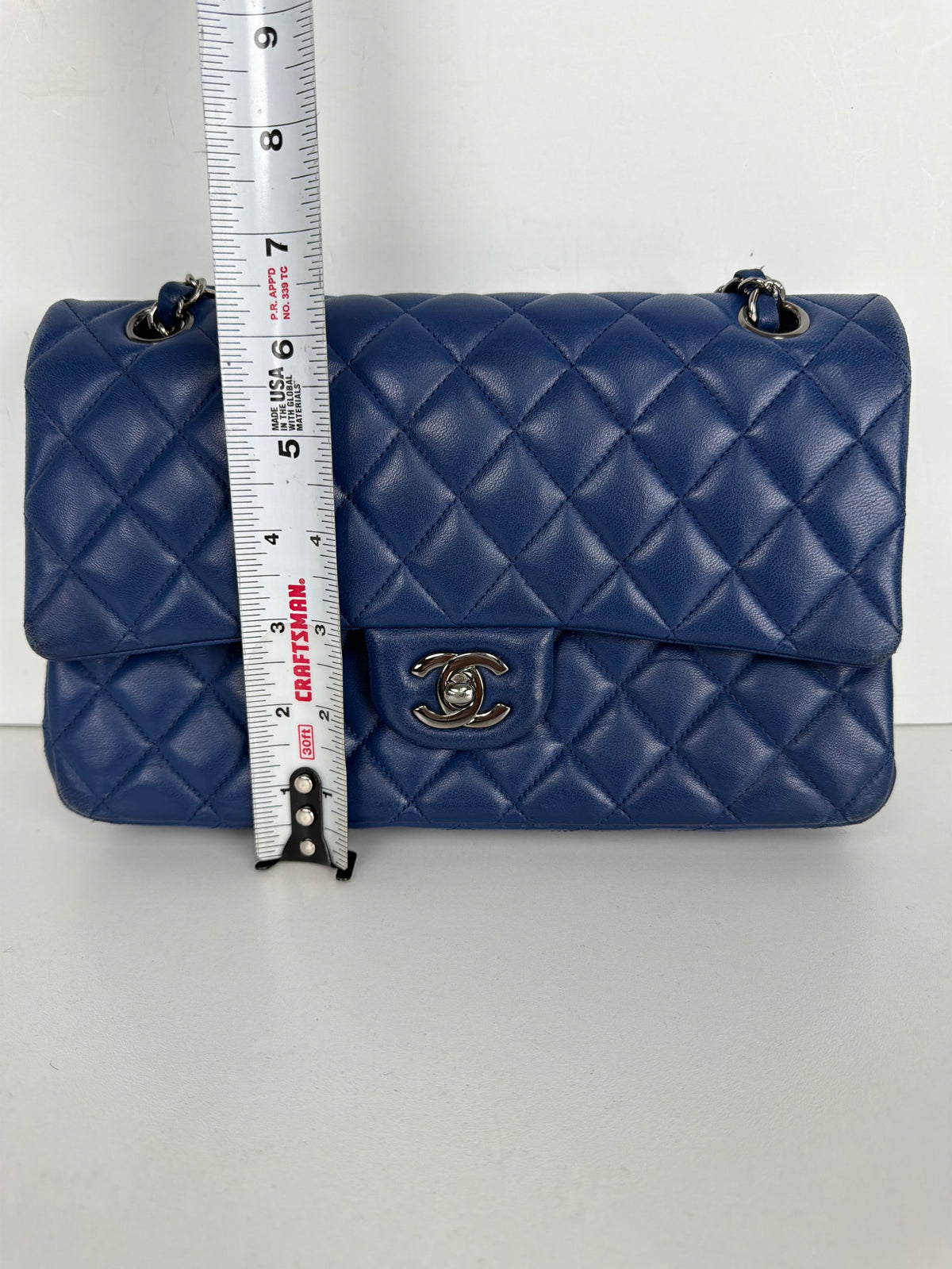 Chanel Classic Double Flap Small Bag in Blue Quilted Lambskin 2017