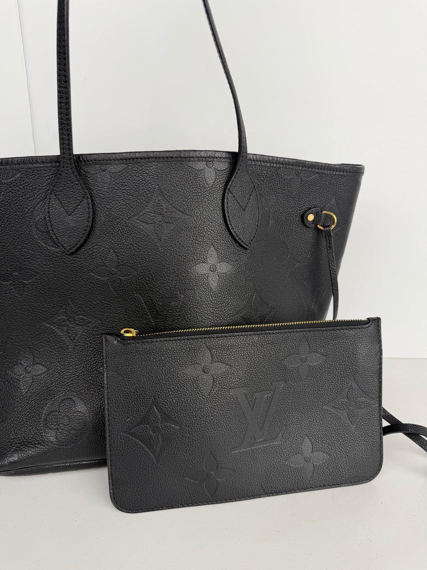 Louis Vuitton Neverfull Tote Bag MM in Black Monogram Empreinte Leather NFC YR-1