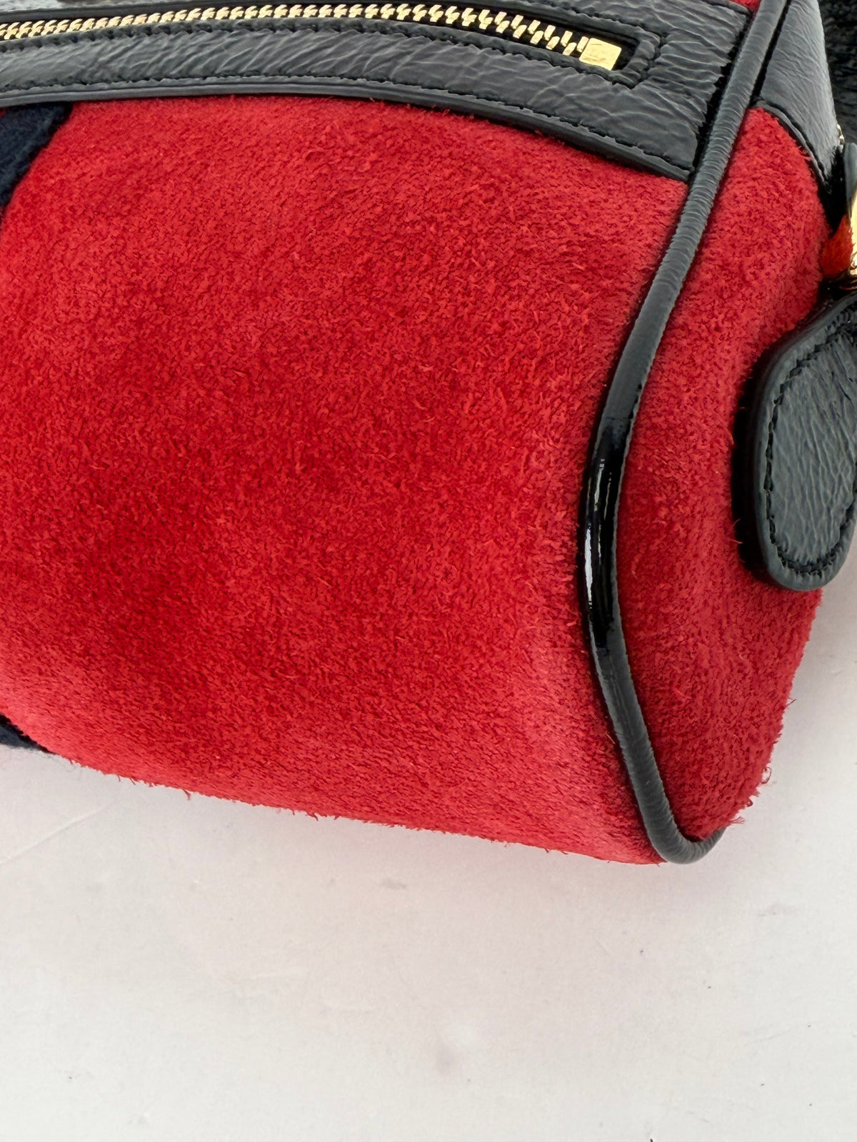 Gucci Ophidia Bag Mini in Red Suede & Black Patent Leather YS-01