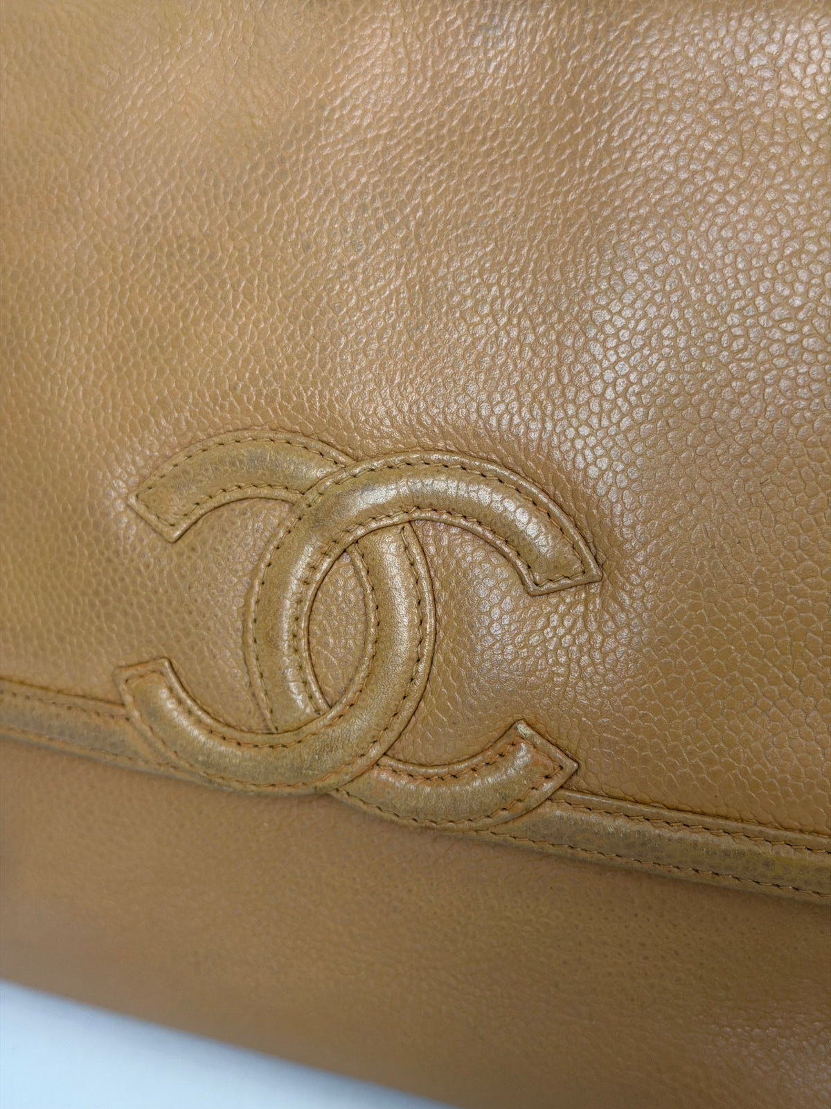 Chanel Caviar Leather Front Pocket CC Camera Bag in a Camel YF2