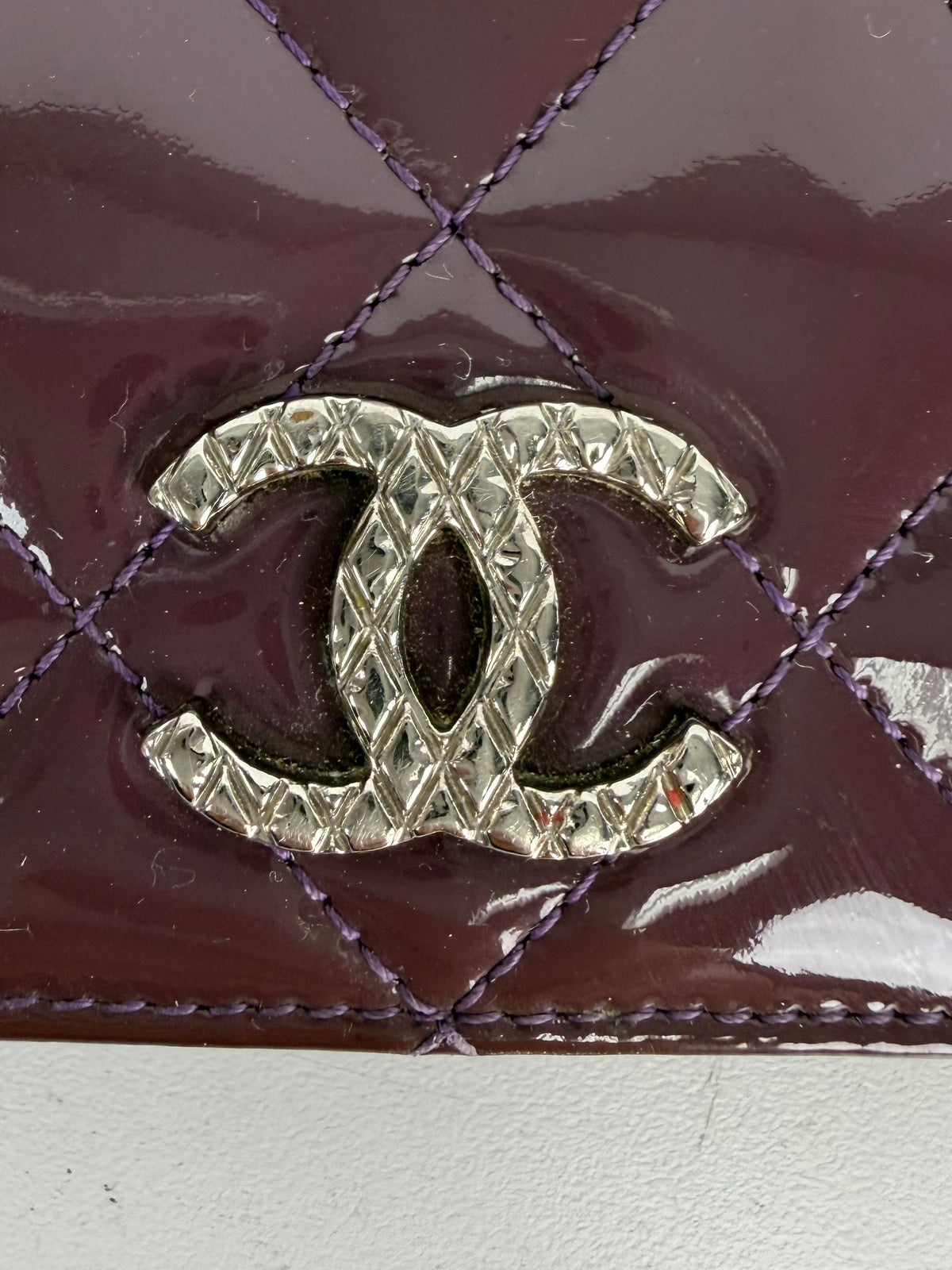 Chanel Quilted Patent Leather Wallet in Shiny Burgundy 2011 K-3