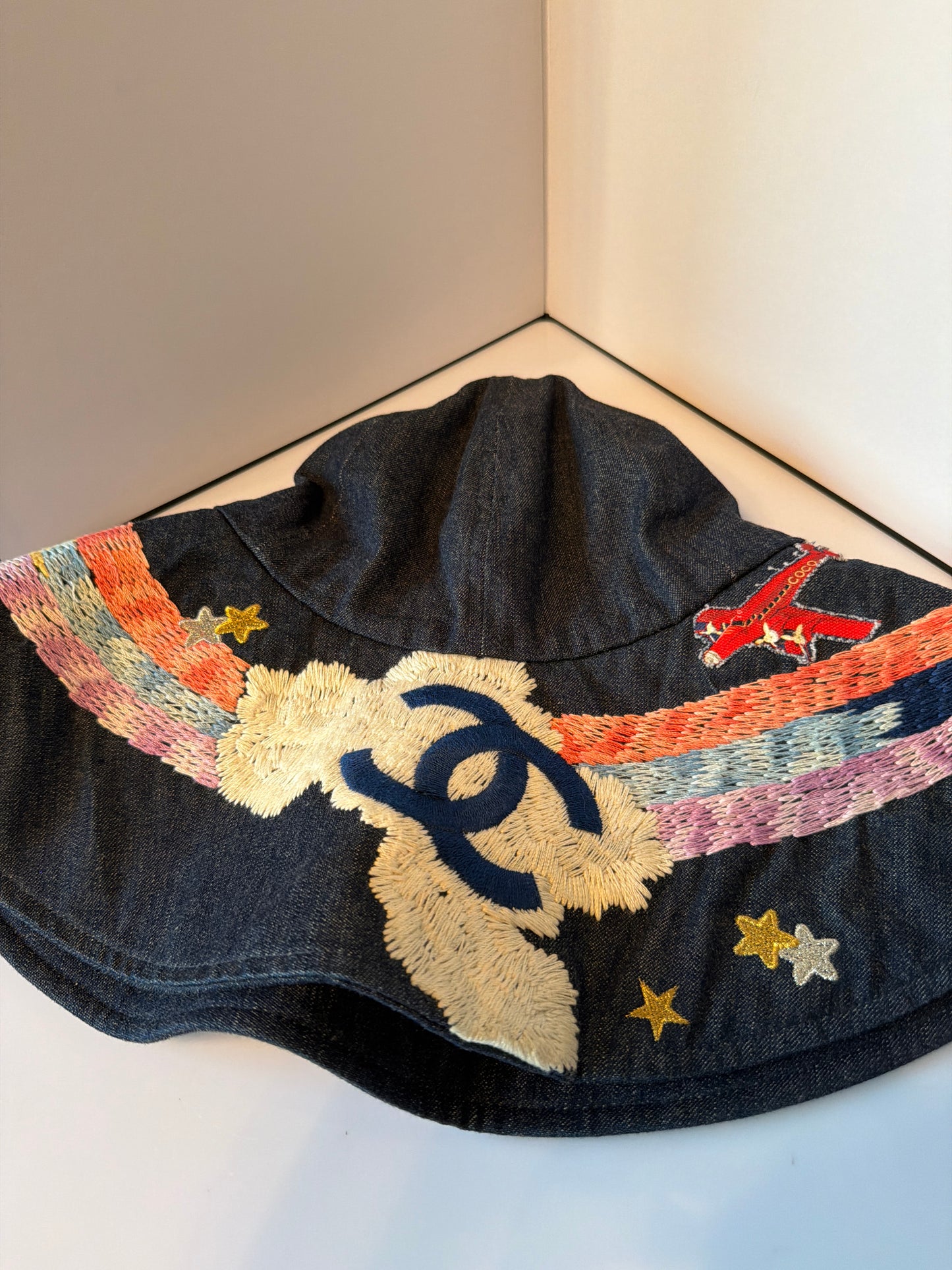 Chanel Denim Night Flight Embroidery Hat Size M