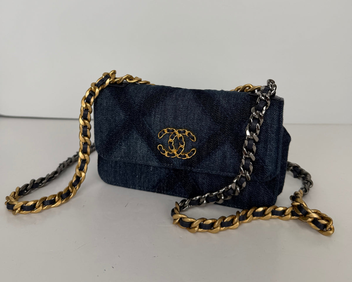 Chanel 19 Flap Bag Crafted in Blue Quilted Denim NFC YC8 L1