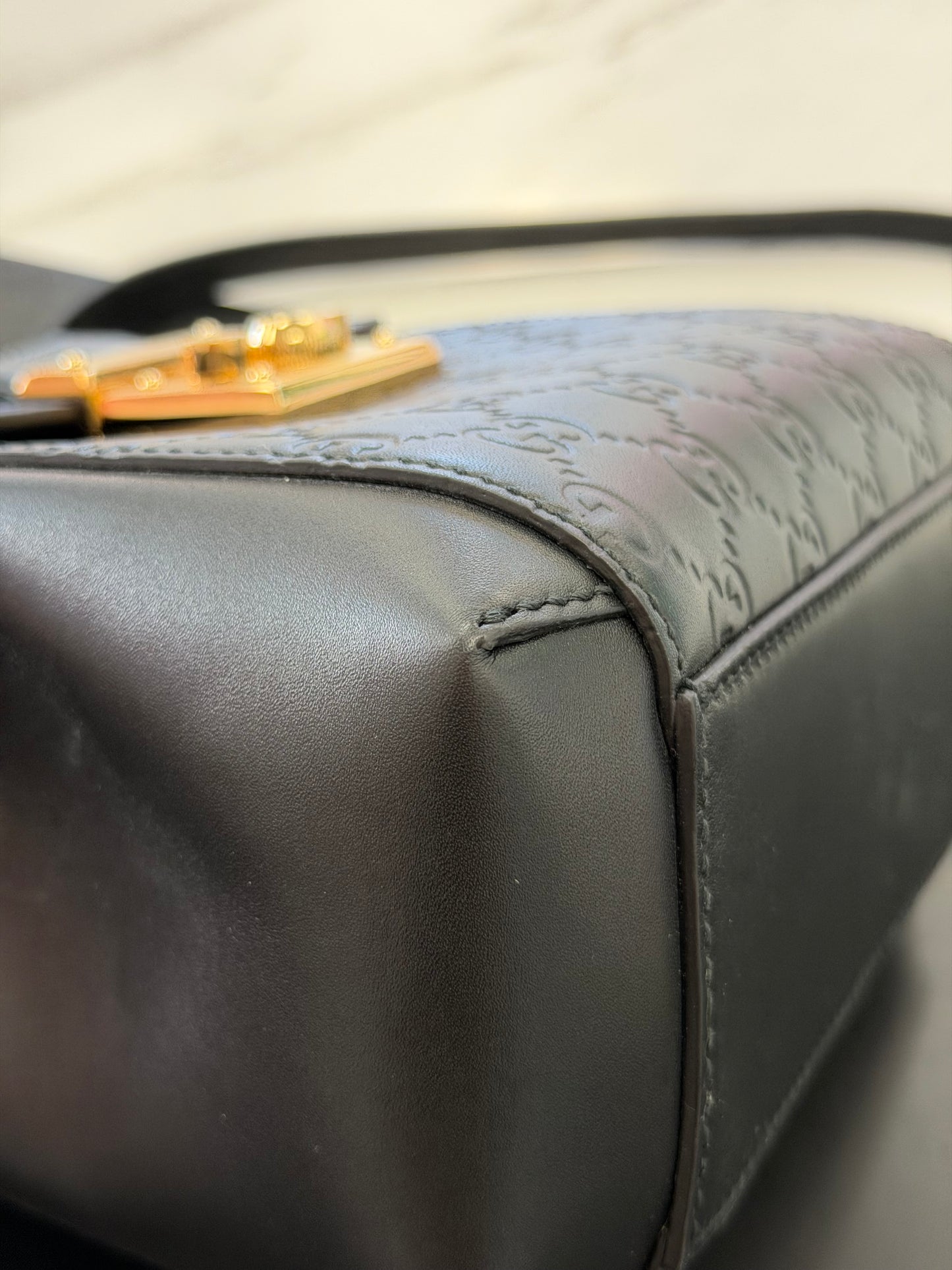 Gucci Padlock Mini Backpack in black Guccissima leather