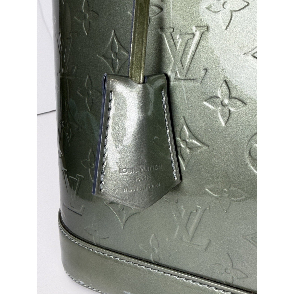 Louis Vuitton Alma GM Handbag in Green LV Monogram Vernis Patent Leather 2011 F2