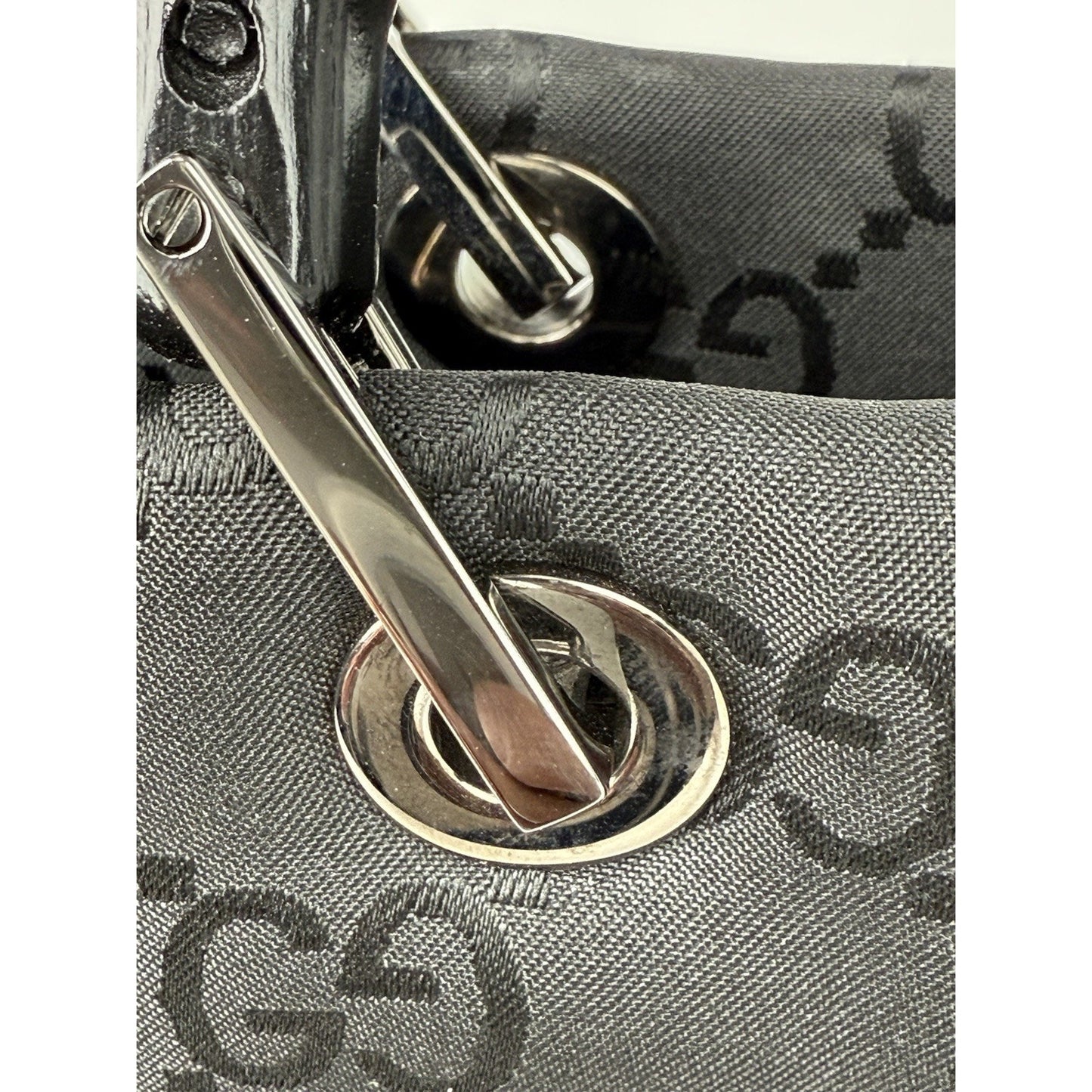Gucci GG Black Nylon Bamboo Shopper Vintage
