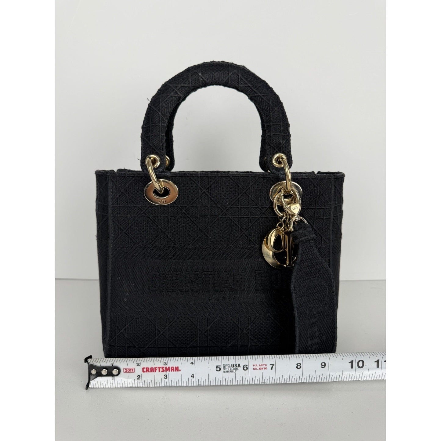 Christian Dior Lady D-Lite Bag Medium in Black Embroidered Canvas 2020 D9
