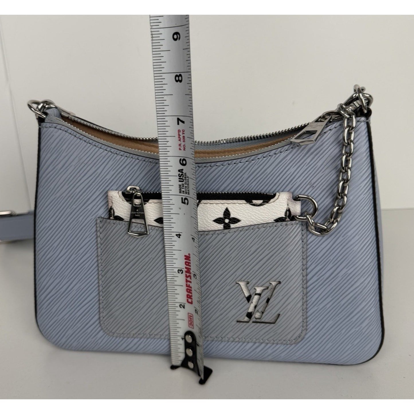 Louis Vuitton Marelle Bag in Bleu Nuage Epi Leather with Detachable Pochette F3