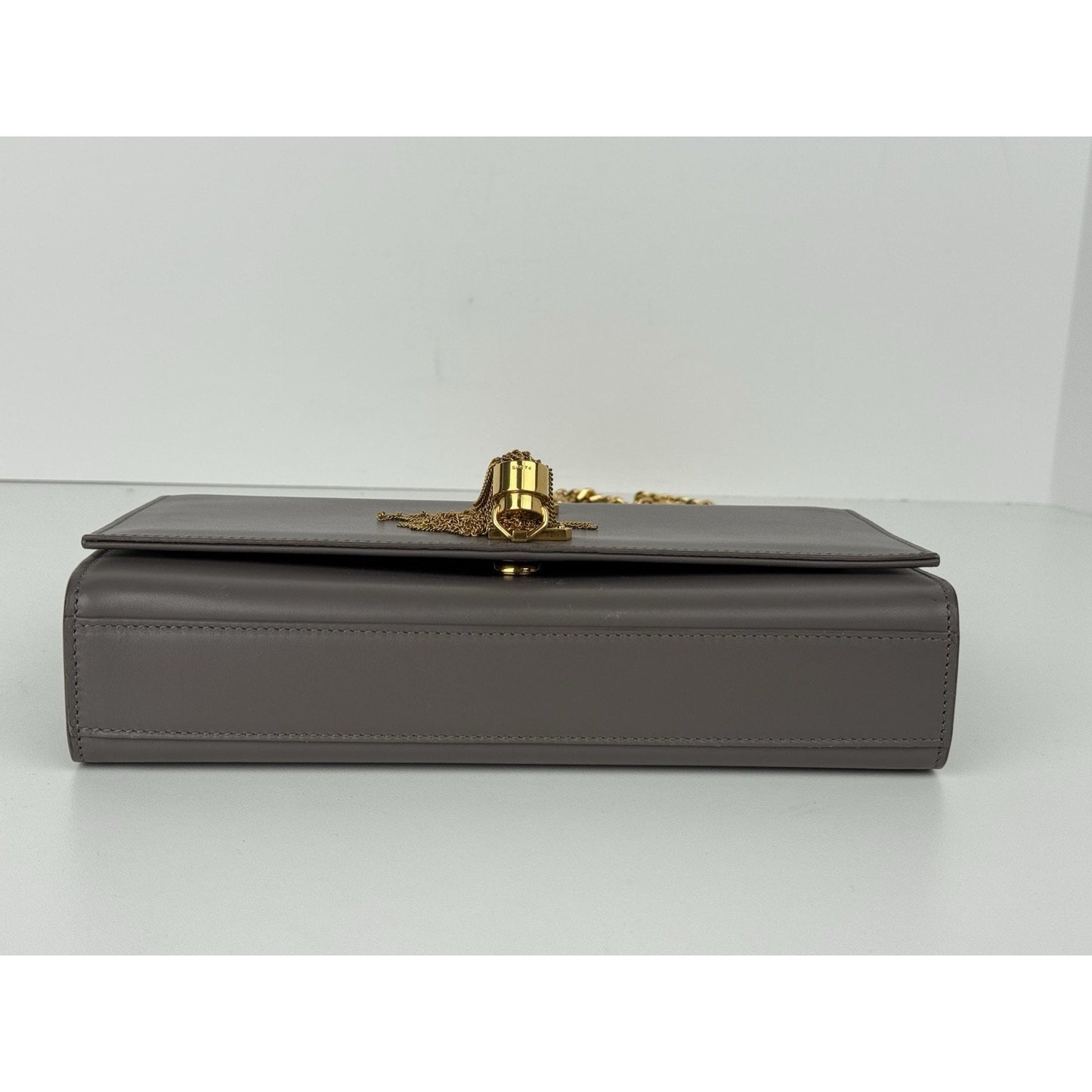 SAINT LAURENT Kate Medium Gray Leather Shoulder Bag