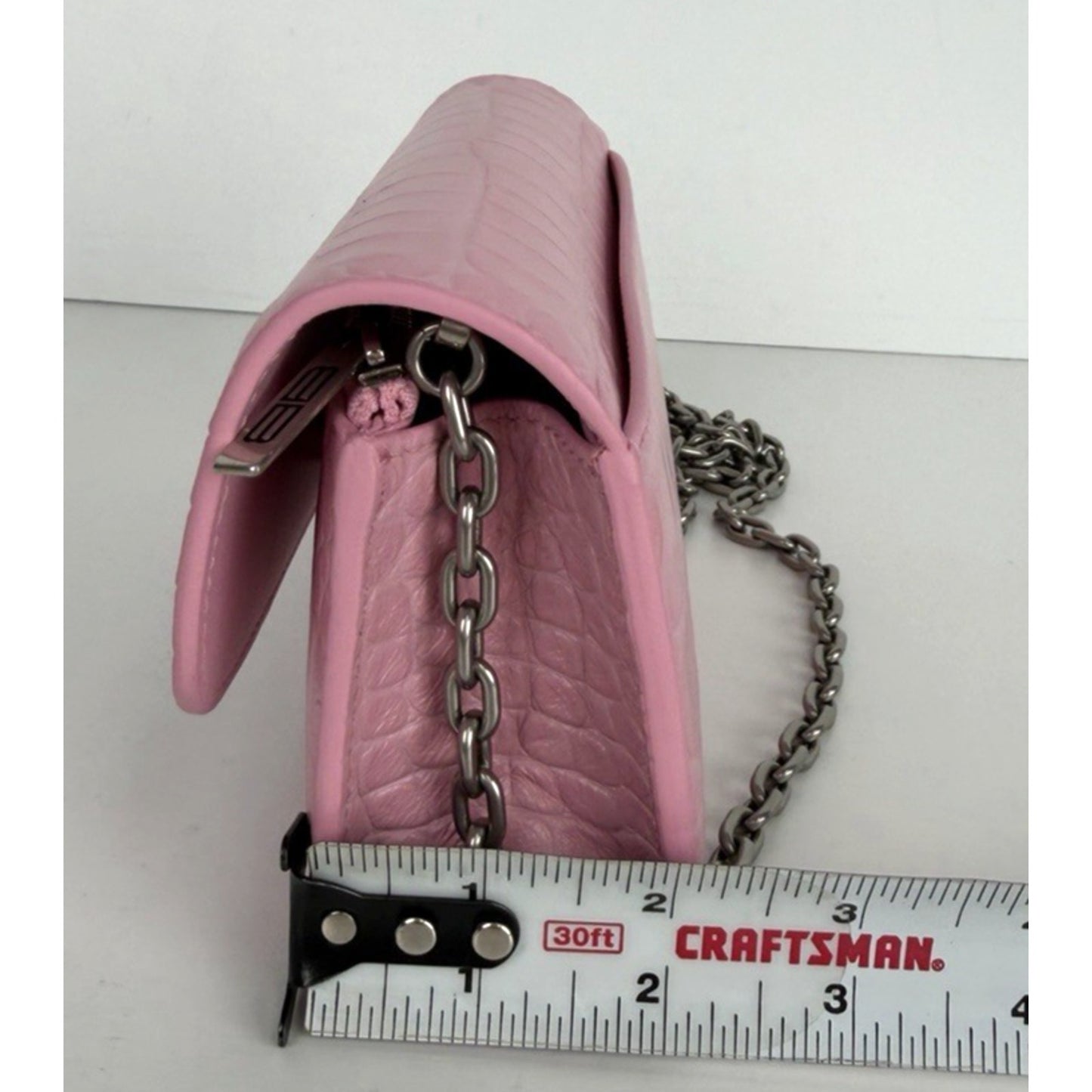 Balenciaga Gossip Wallet on Chain Bag Pink Crocodile Calfskin Silver HW S01