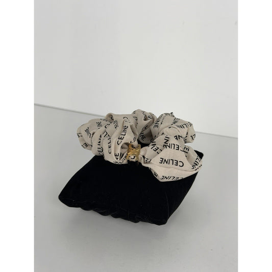 Celine Rayure Scrunchie in Silk and Brass with a Gold Finish